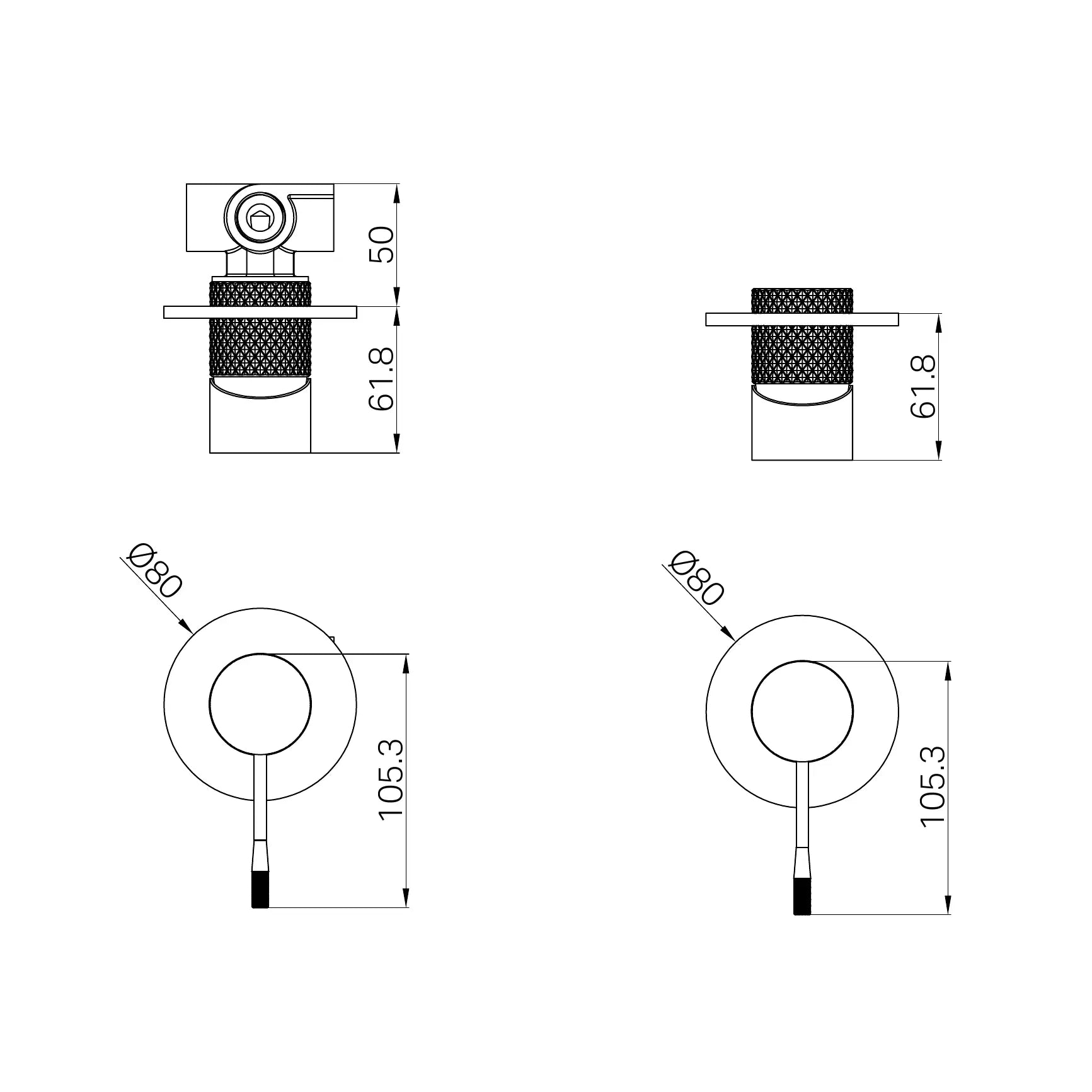 Opal Shower Mixer 80mm Plate