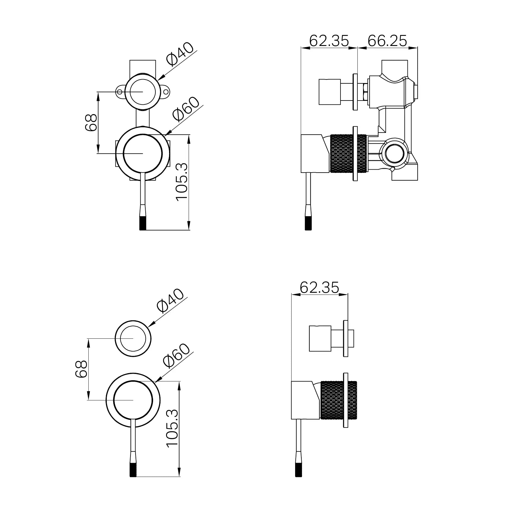 Opal Shower Mixer With Diverter Separate Plate