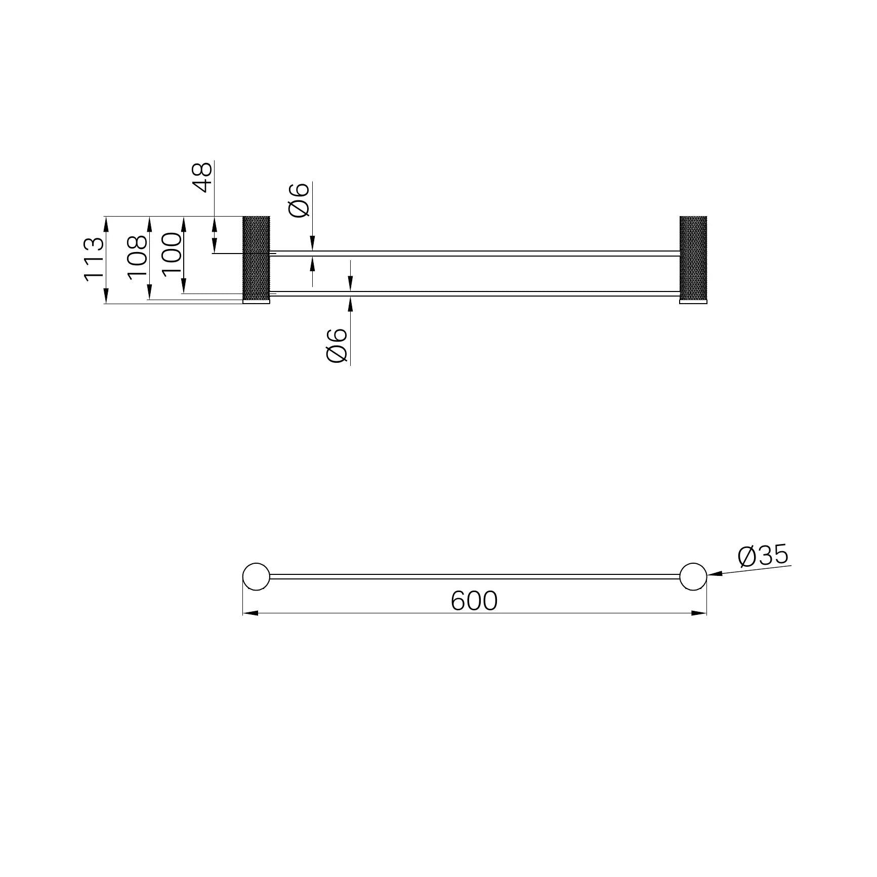 Opal Double Towel Rail 600mm