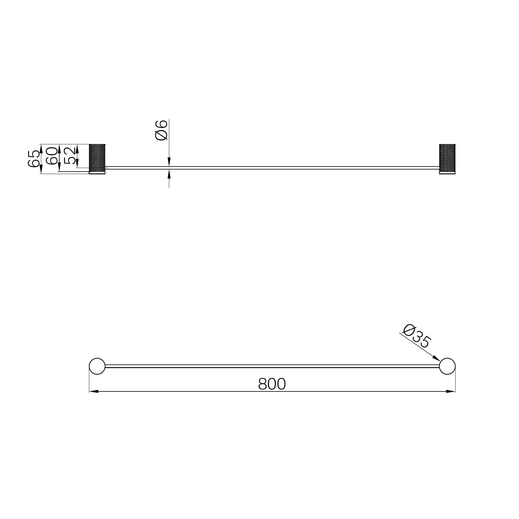 Opal Single Towel Rail 800mm