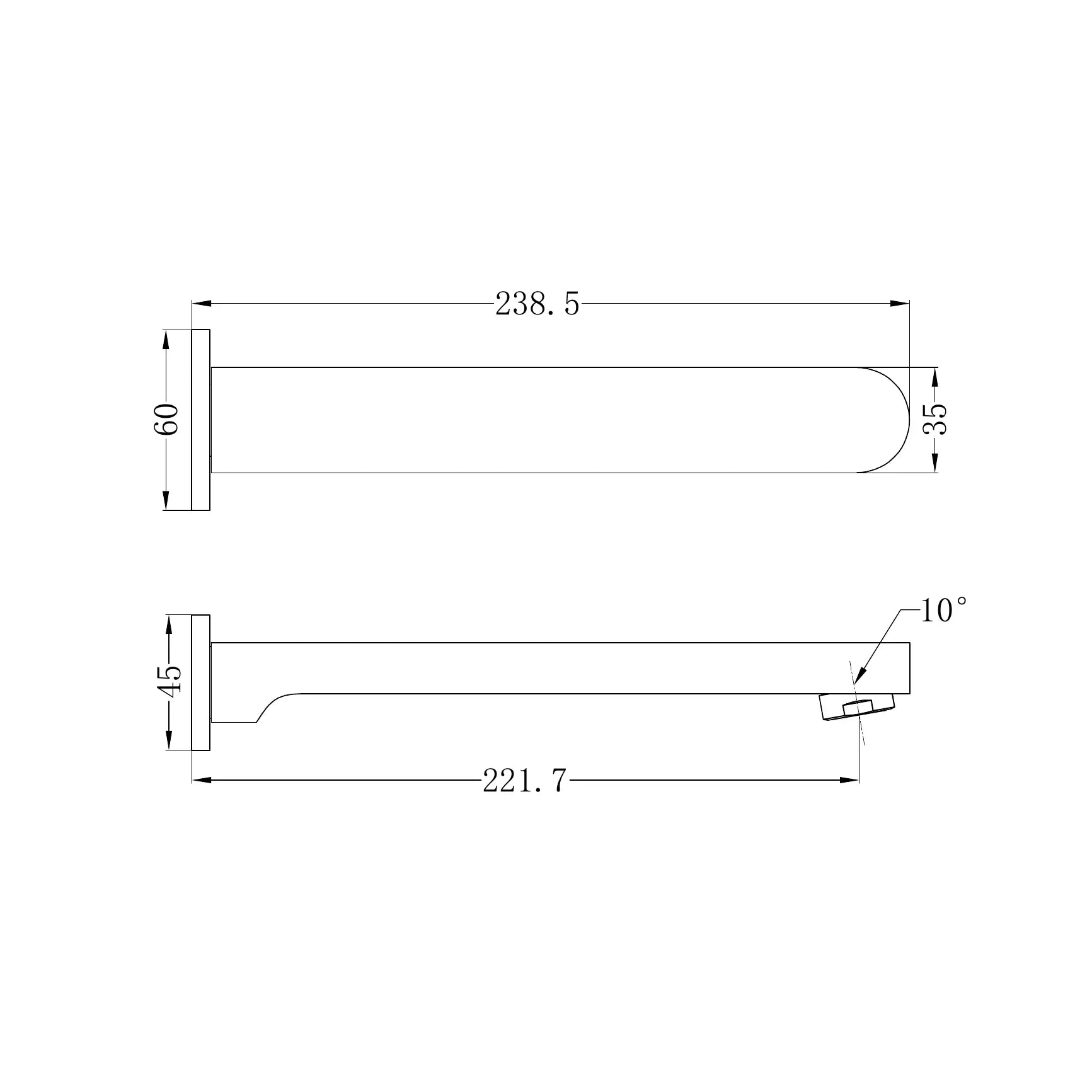 Ecco Fixed Bath Spout Only