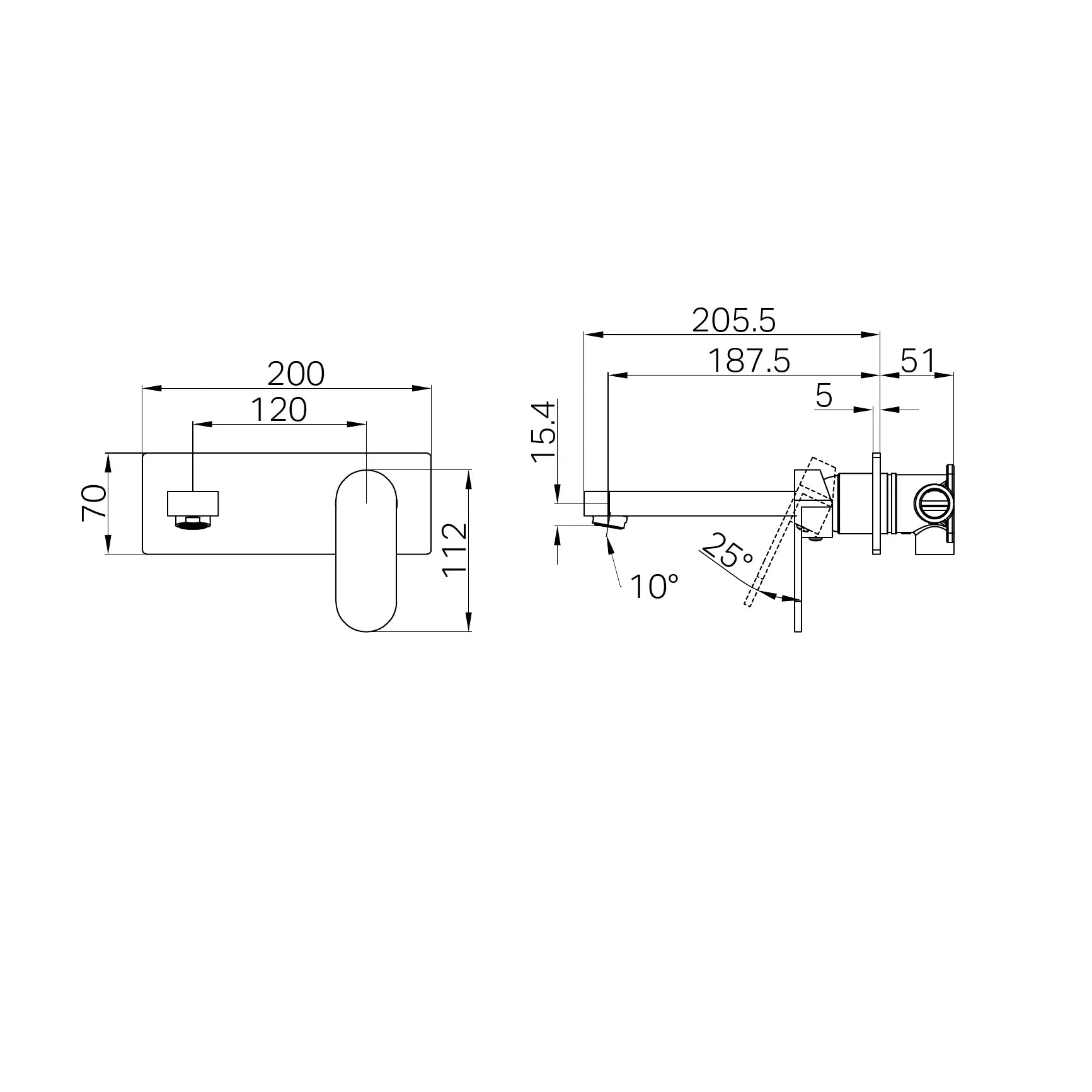 Ecco Wall Basin/Bath Mixer
