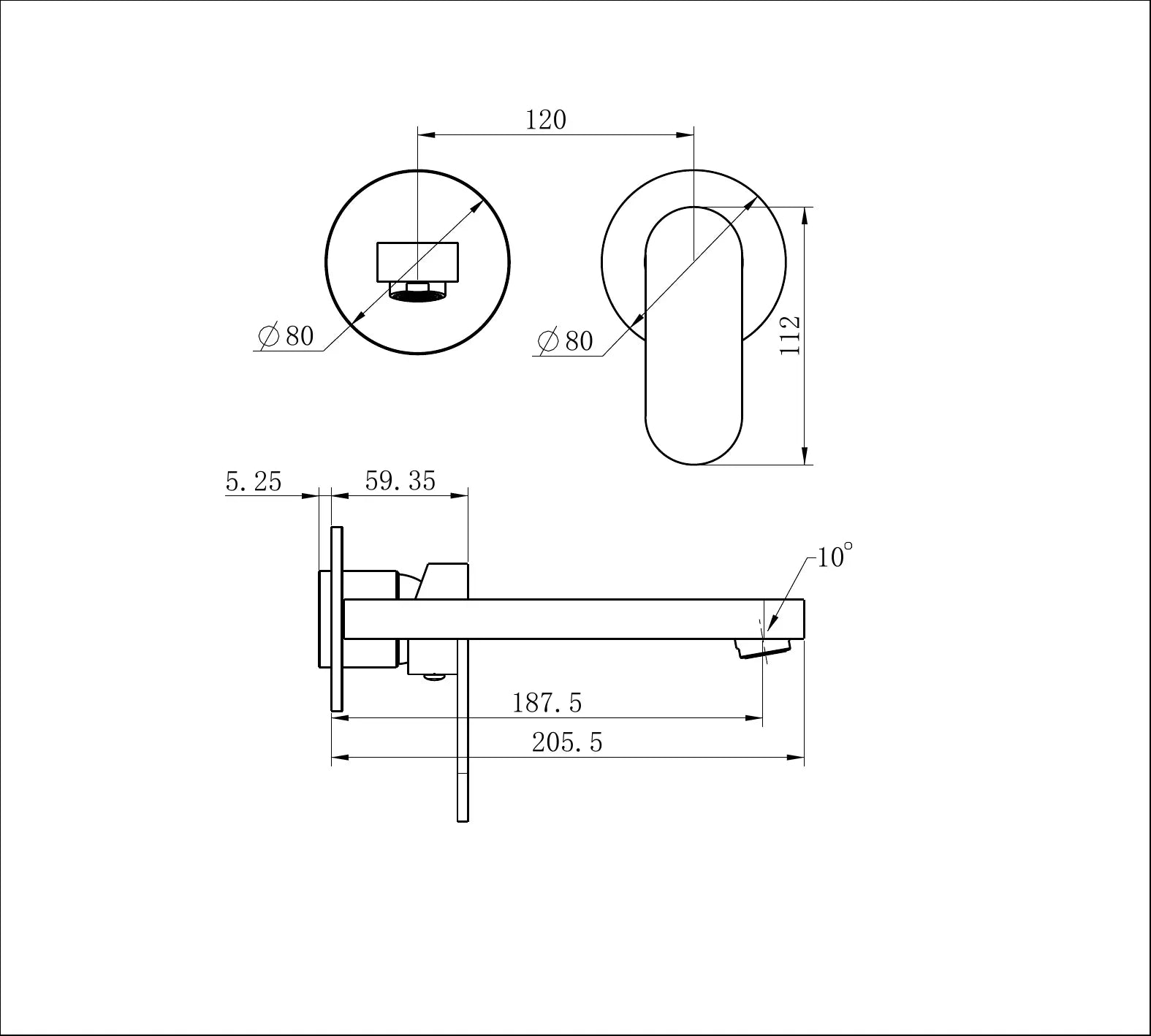 Ecco Wall Basin/Bath Mixer Separate Back Plate