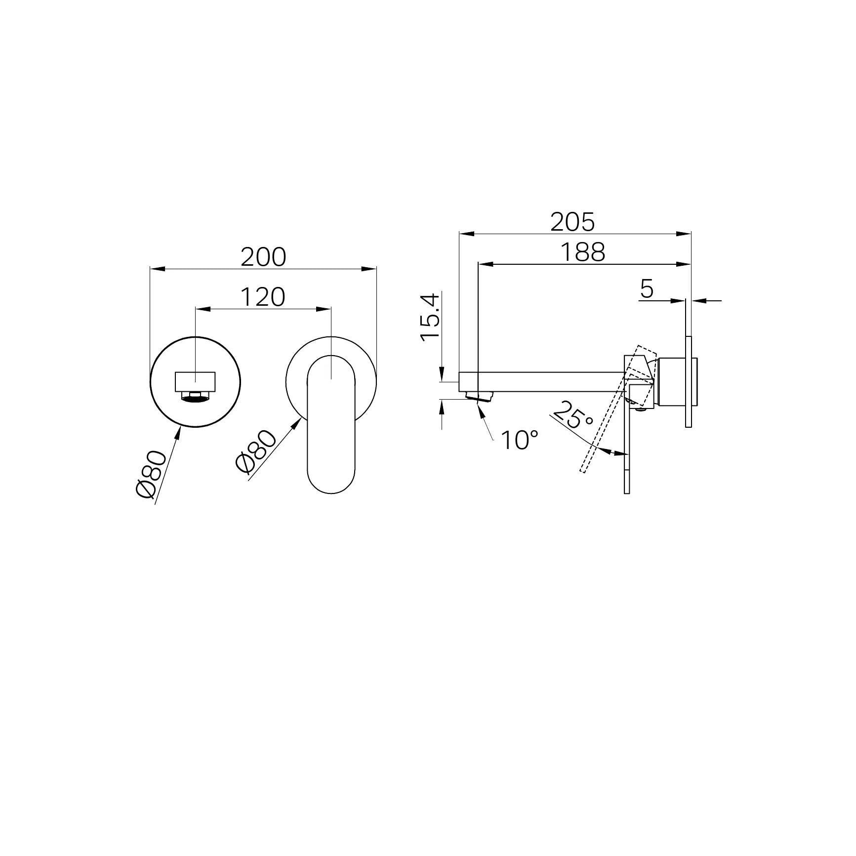 Ecco Wall Basin/Bath Mixer Separate Back Plate Trim Kits Only