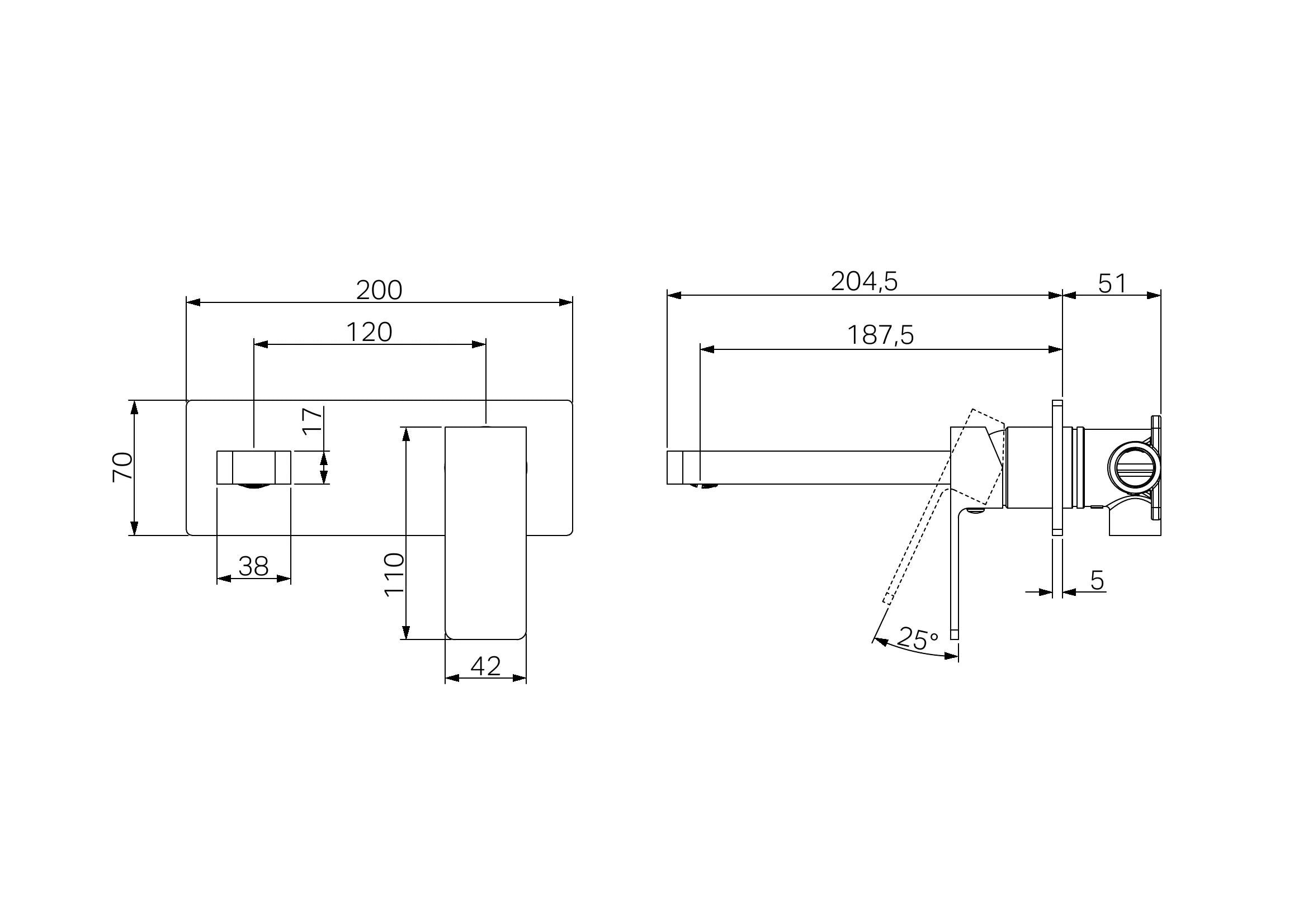 Celia Wall Basin/Bath Mixer