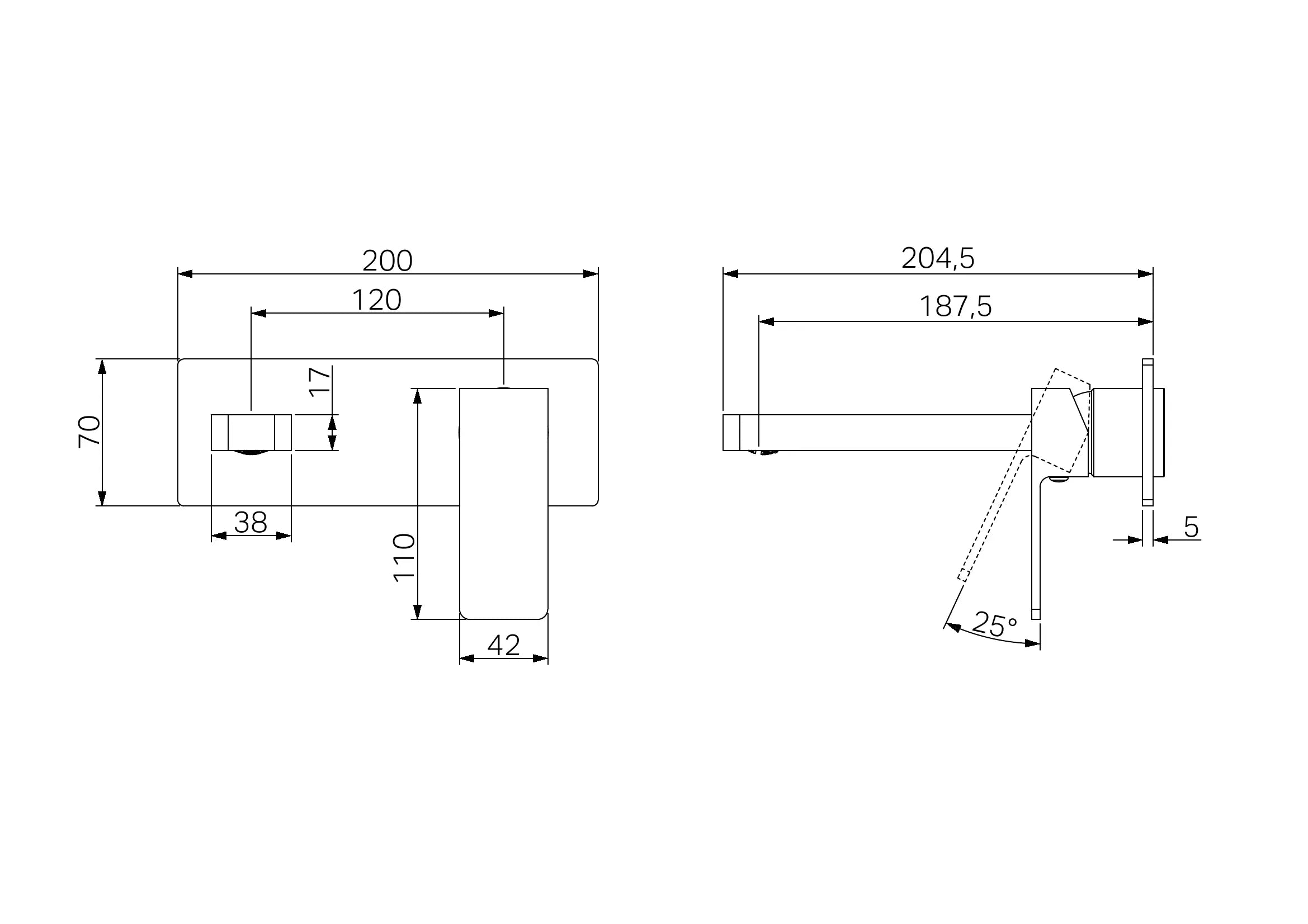 Celia Wall Basin/Bath Mixer Trim Kits Only