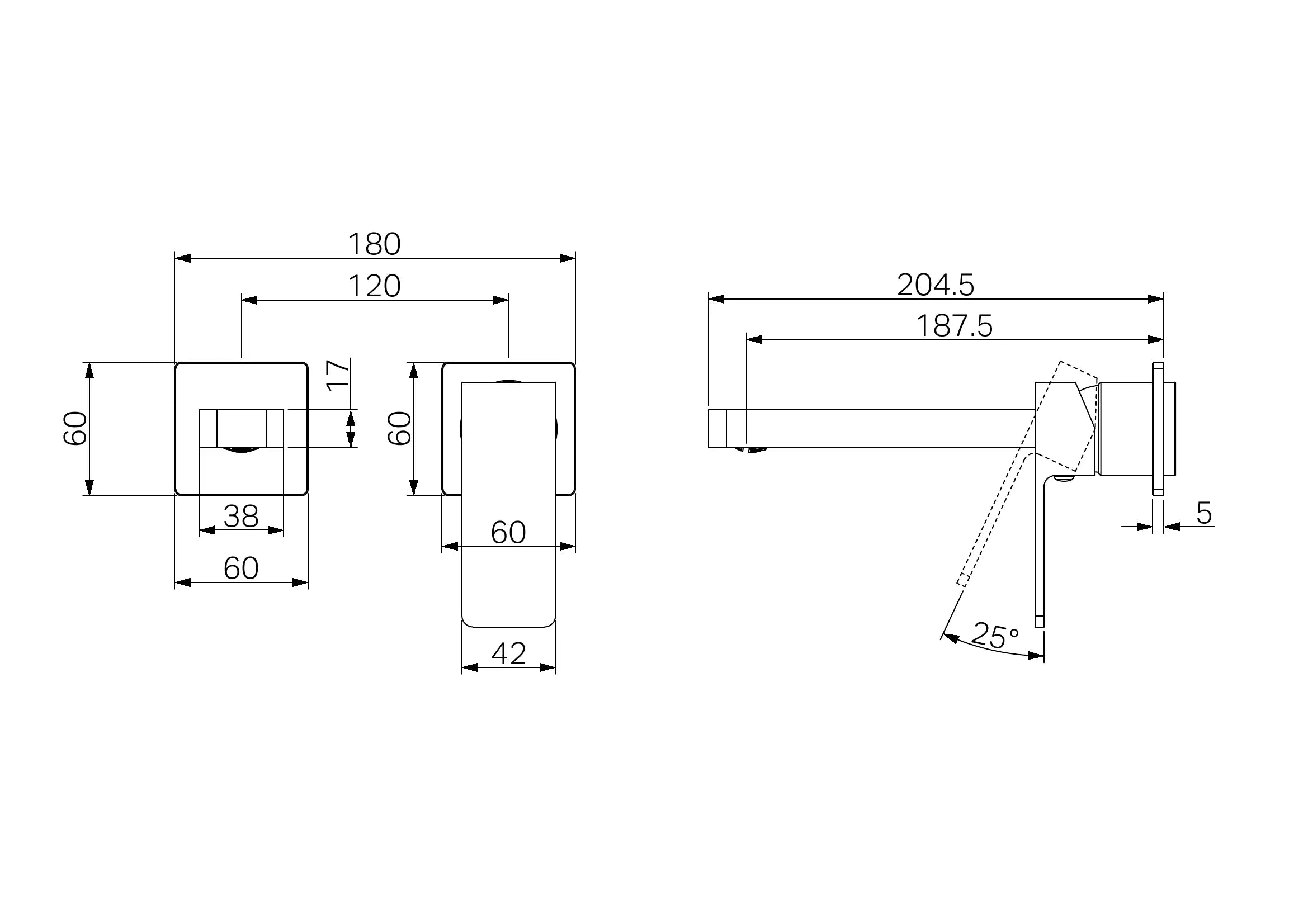 Celia Wall Basin/Bath Mixer Separate Back Plate Trim Kits Only