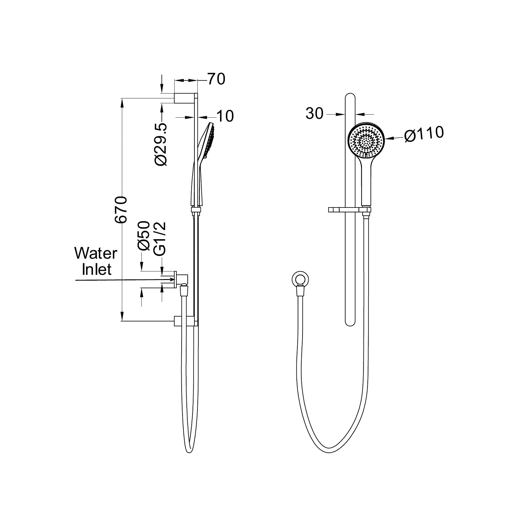 Ecco Shower Rail With Air Shower