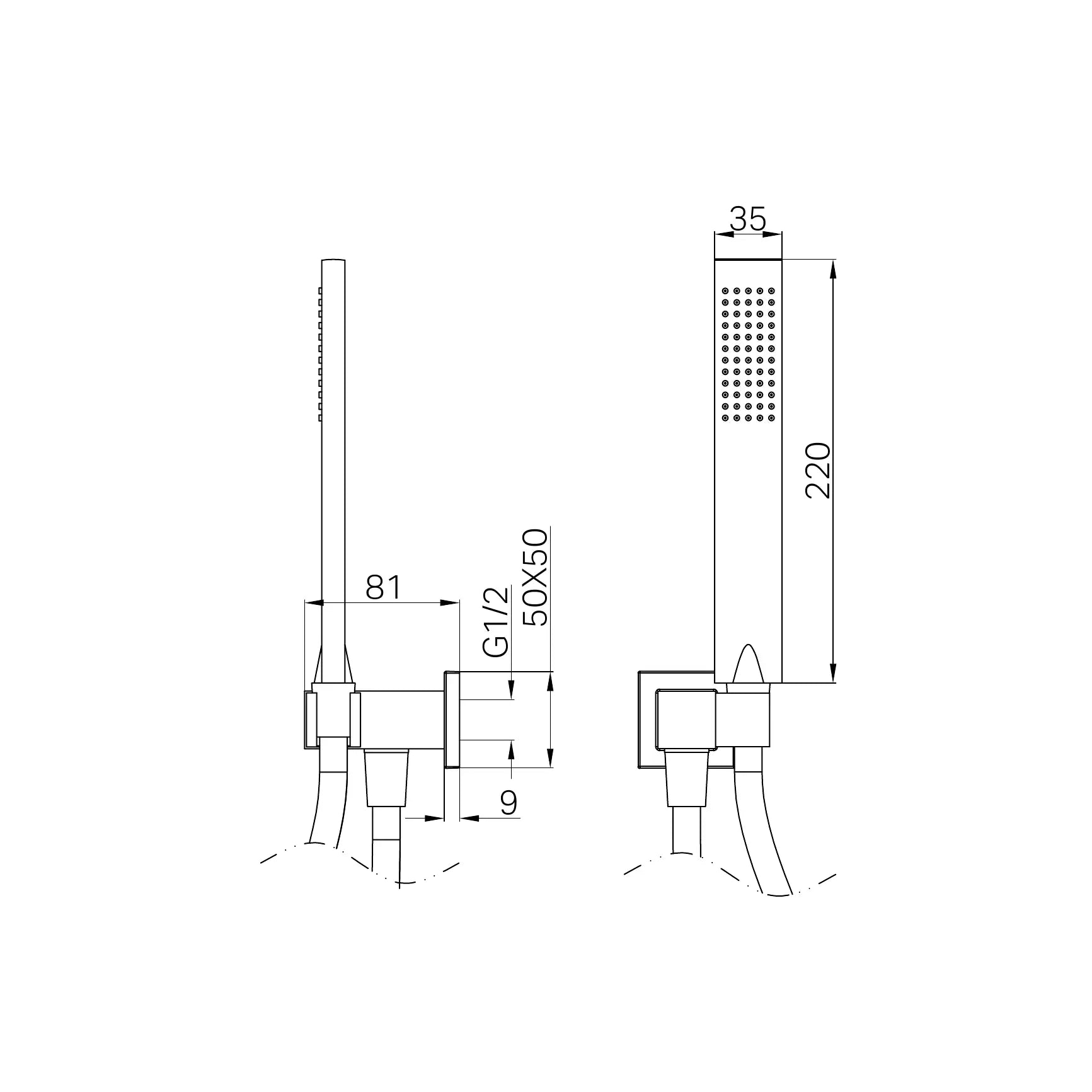 Square Shower On Bracket