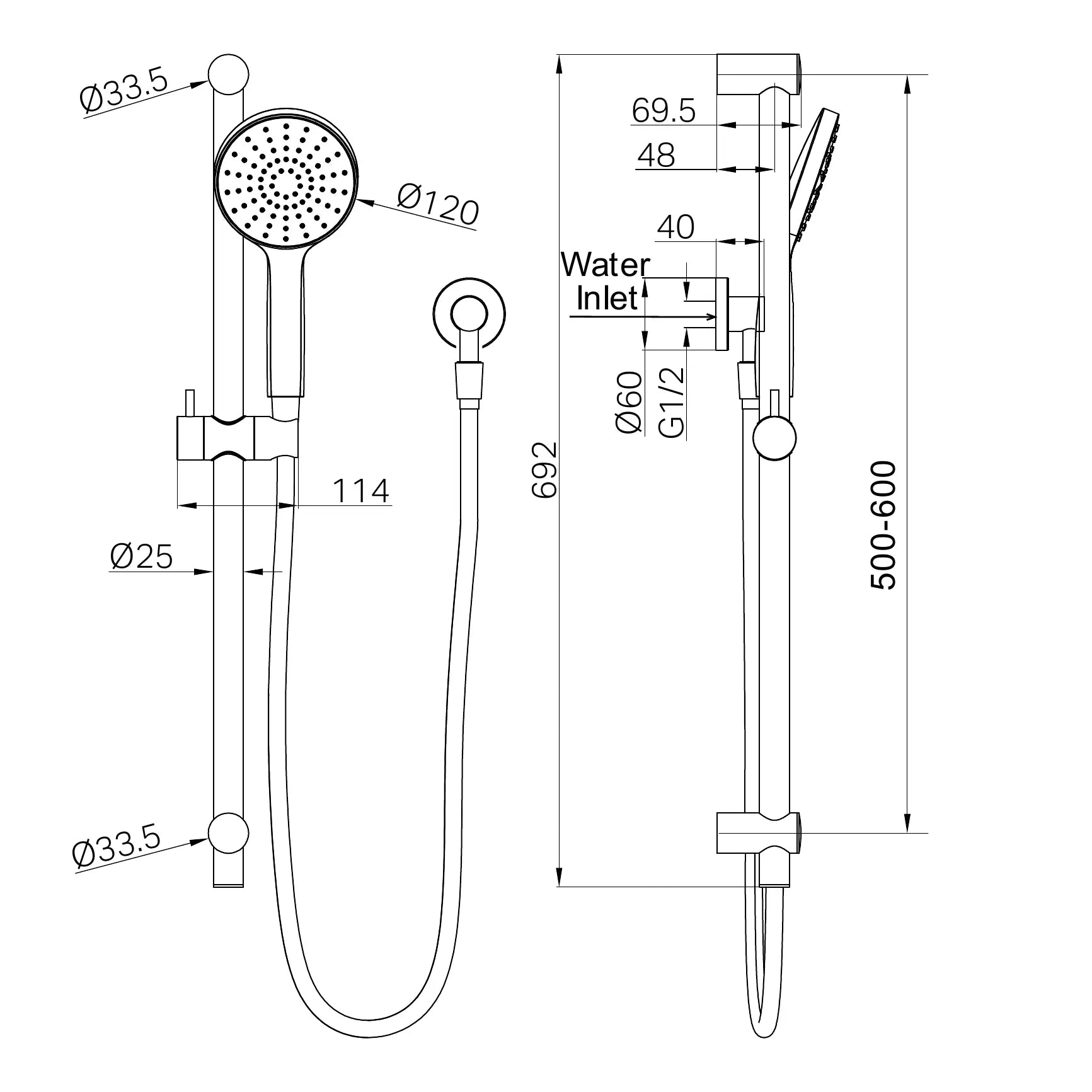 Dolce II Rail Shower