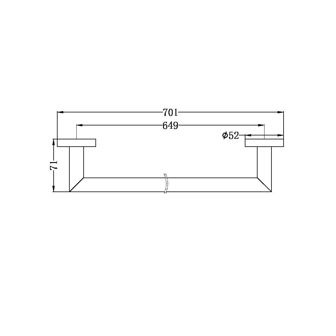 Dolce Single Towel Rail 700mm