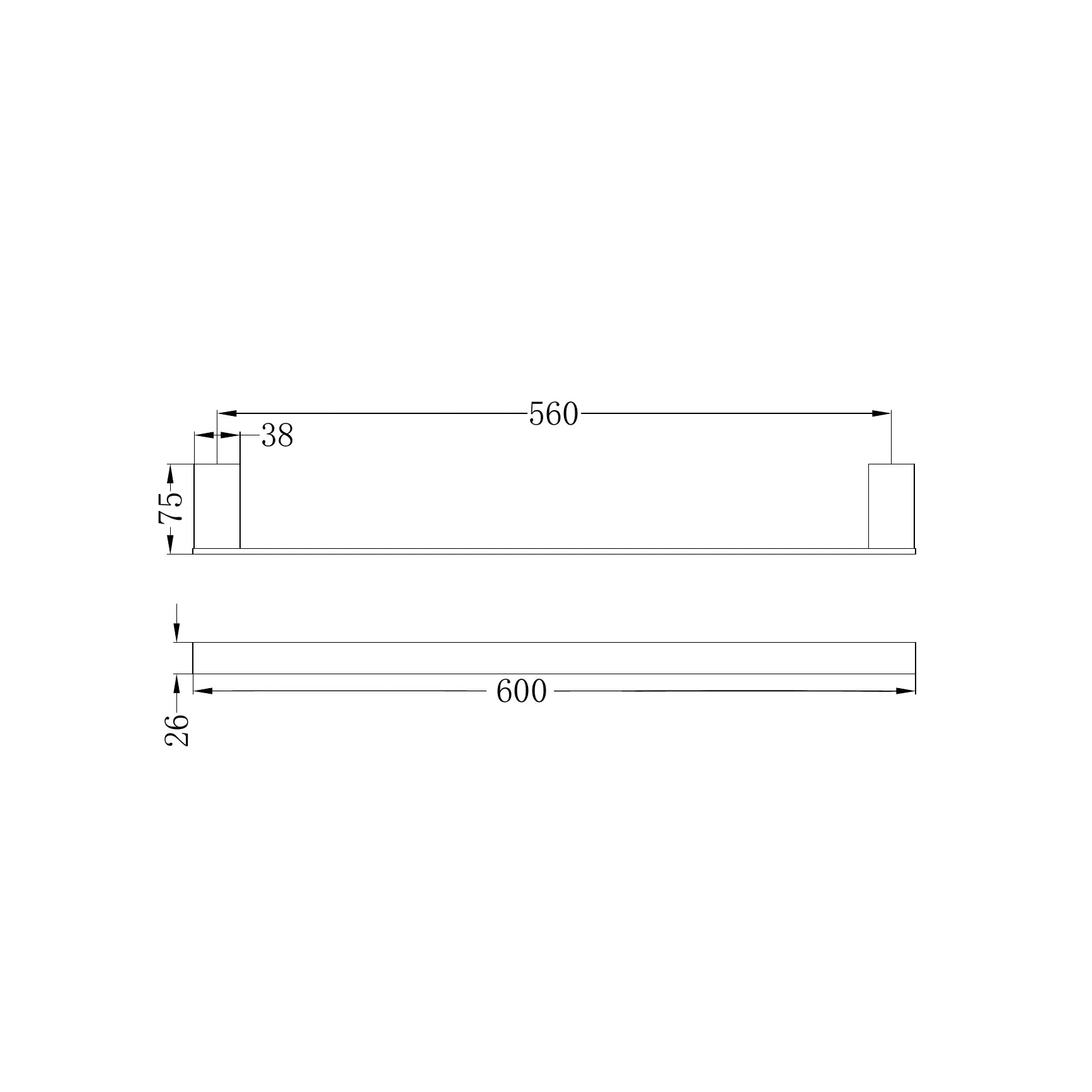Celia Single Towel Rail 600mm