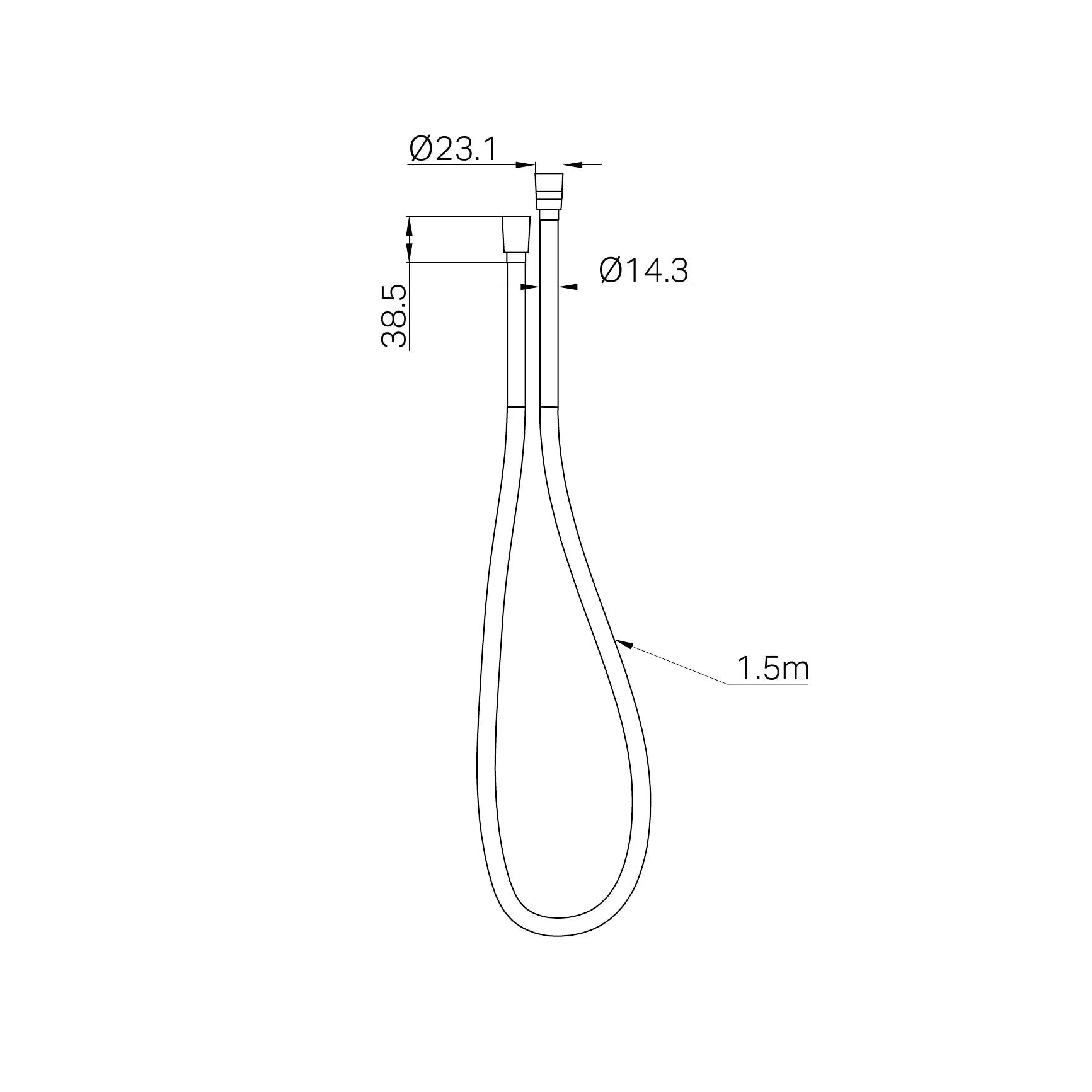1.5m PVC Shower Hose Only