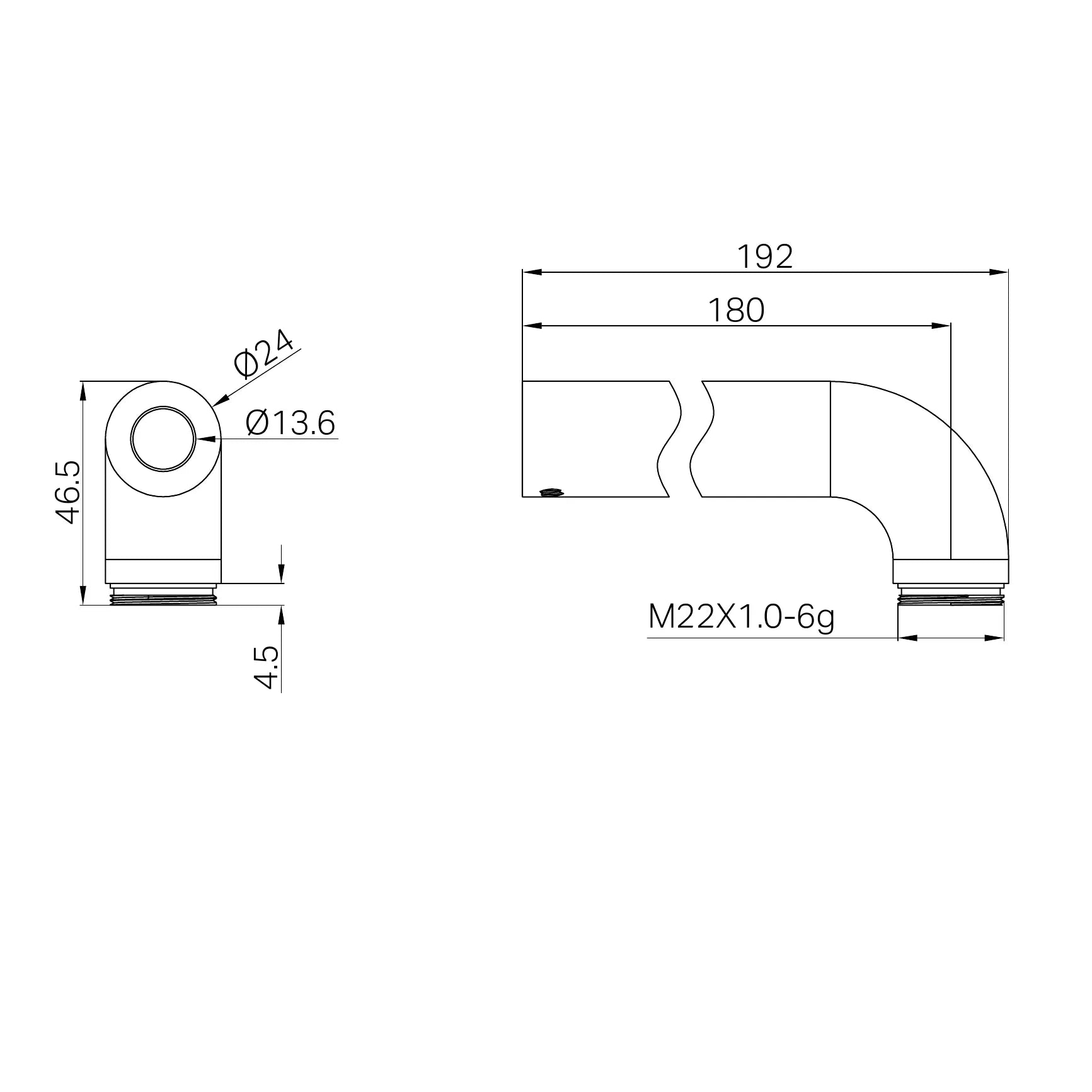 Mixer Spout Push Fit Without Adaptor And Plate