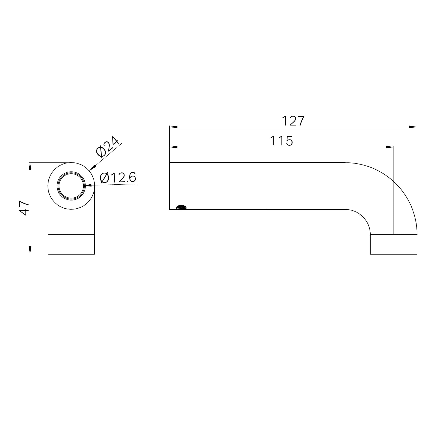 120mm Wall Basin Mixer Spout Push Fit Without Adaptor And Plate