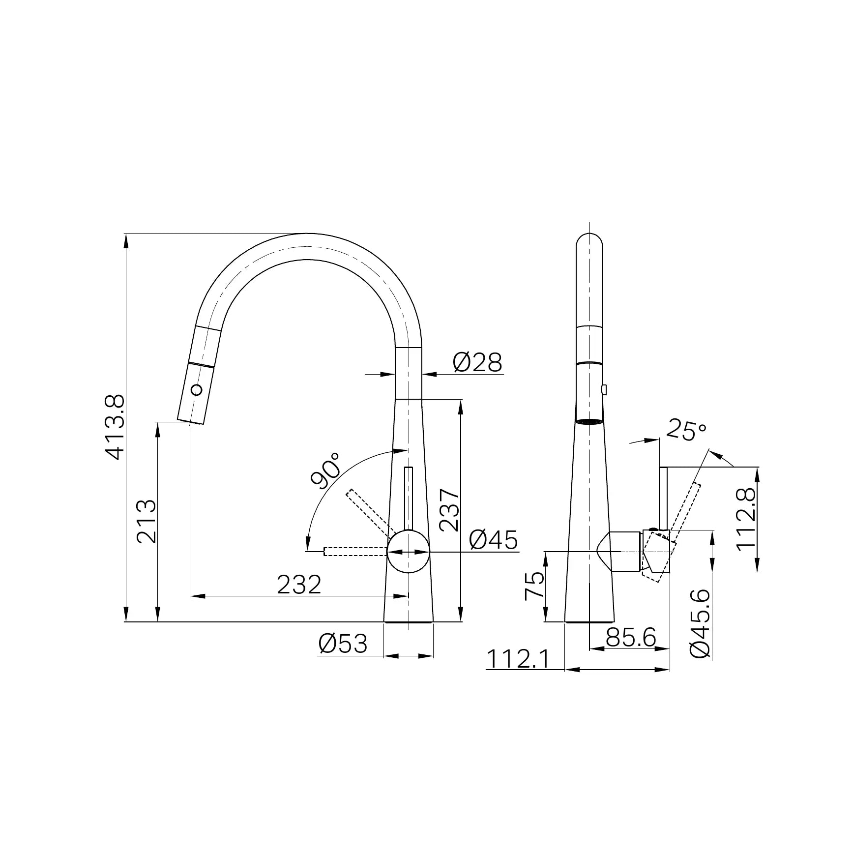 Dolce Pull Out Sink Mixer With Vegie Spray Function