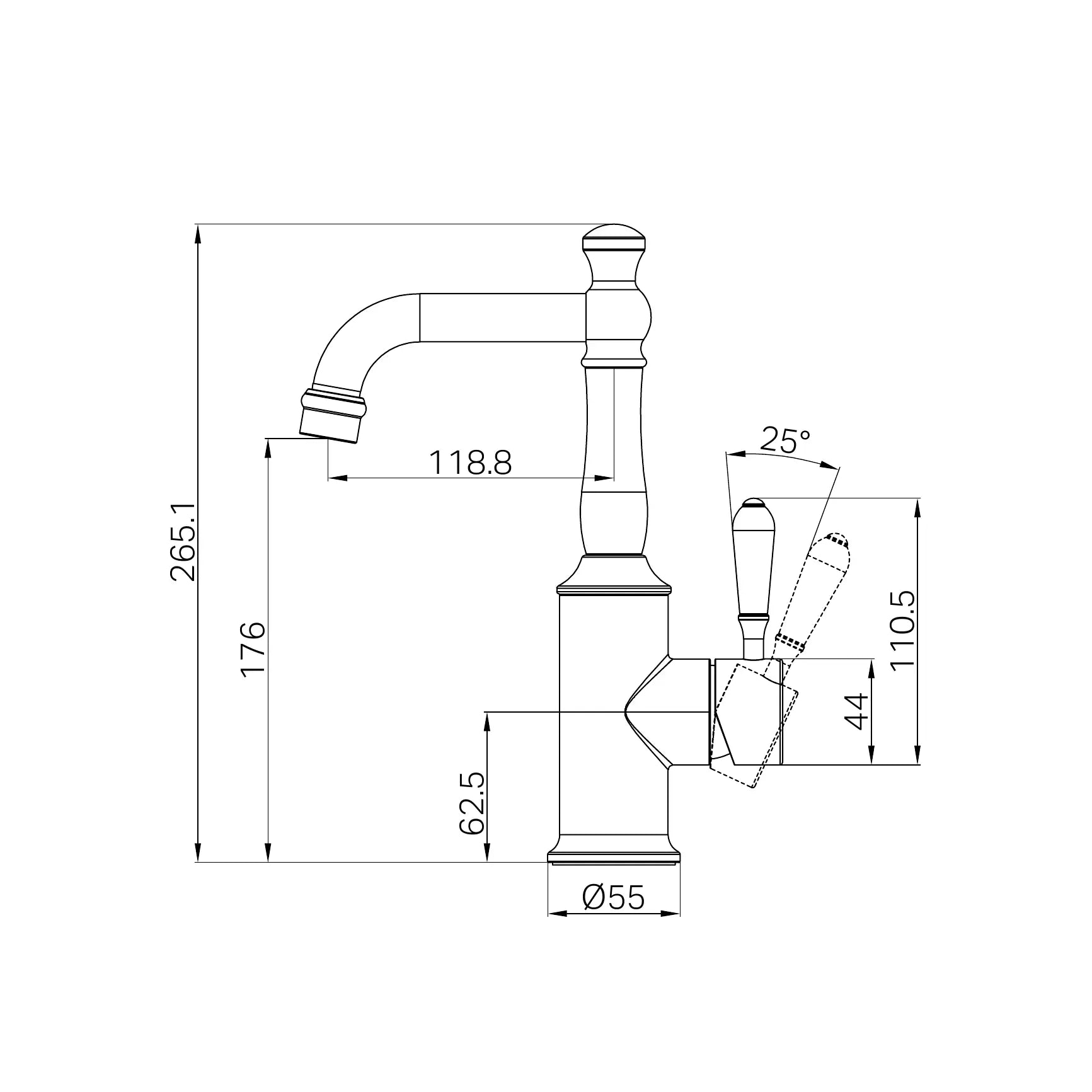 York Basin Mixer With White Porcelain Lever