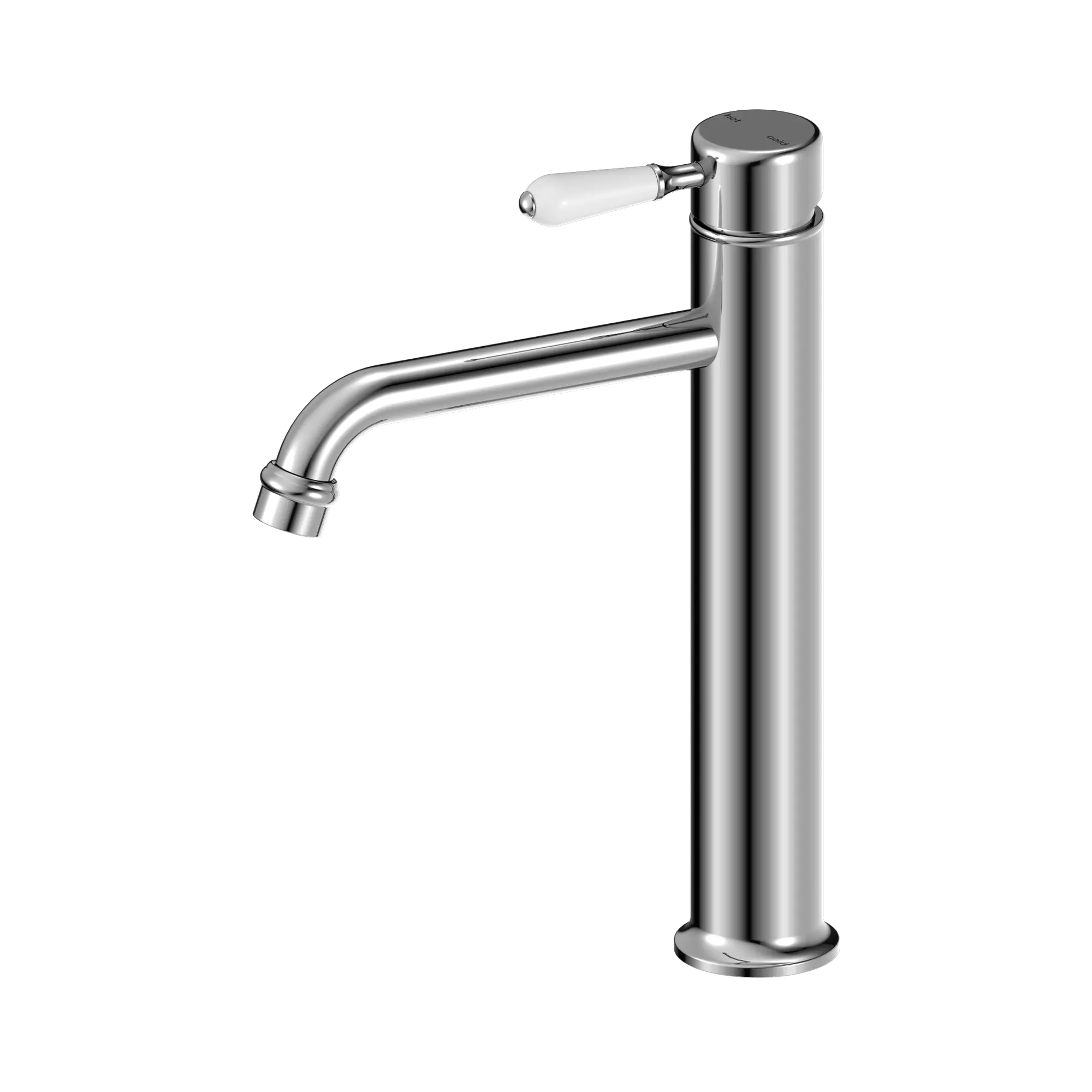 York Straight Tall Basin Mixer With White Porcelain Lever