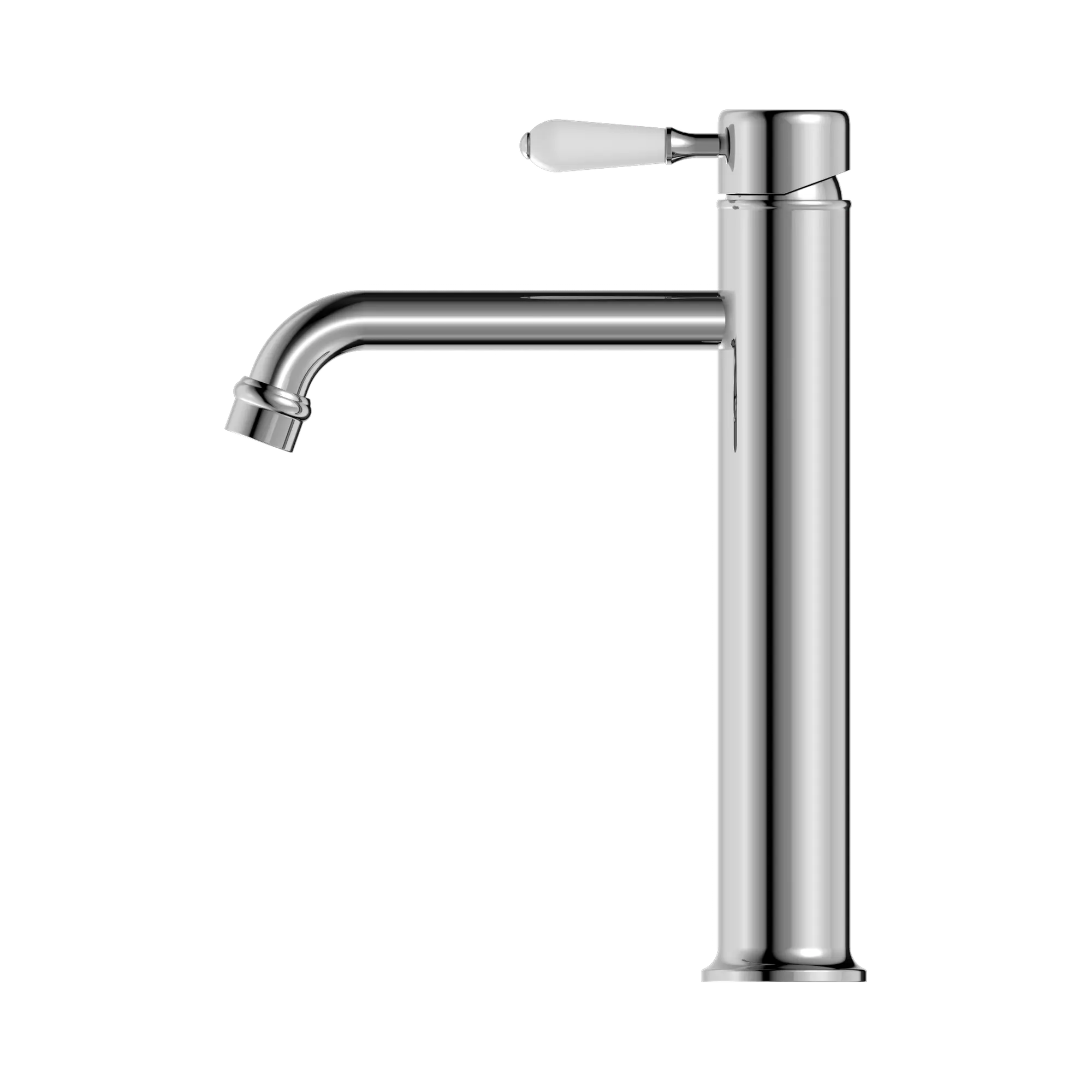 York Straight Tall Basin Mixer With White Porcelain Lever