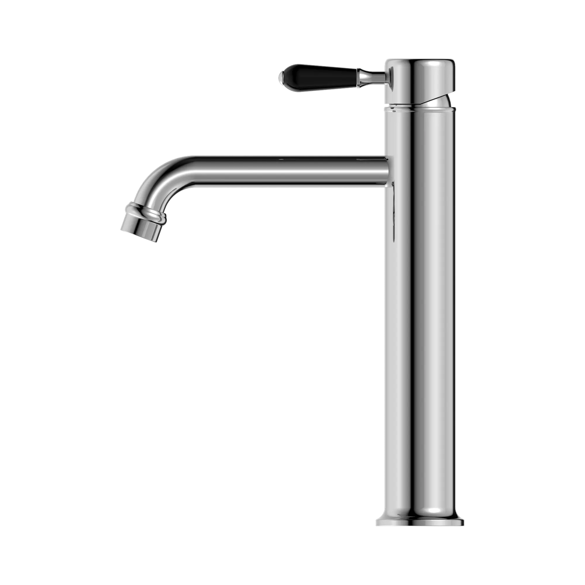 York Straight Tall Basin Mixer With Black Porcelain Lever