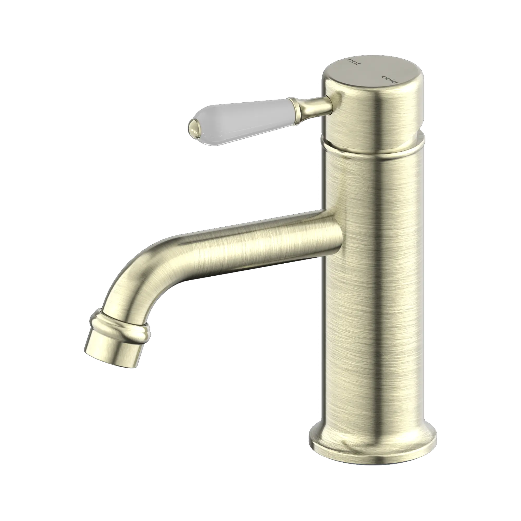 York Straight Basin Mixer With White Porcelain Lever