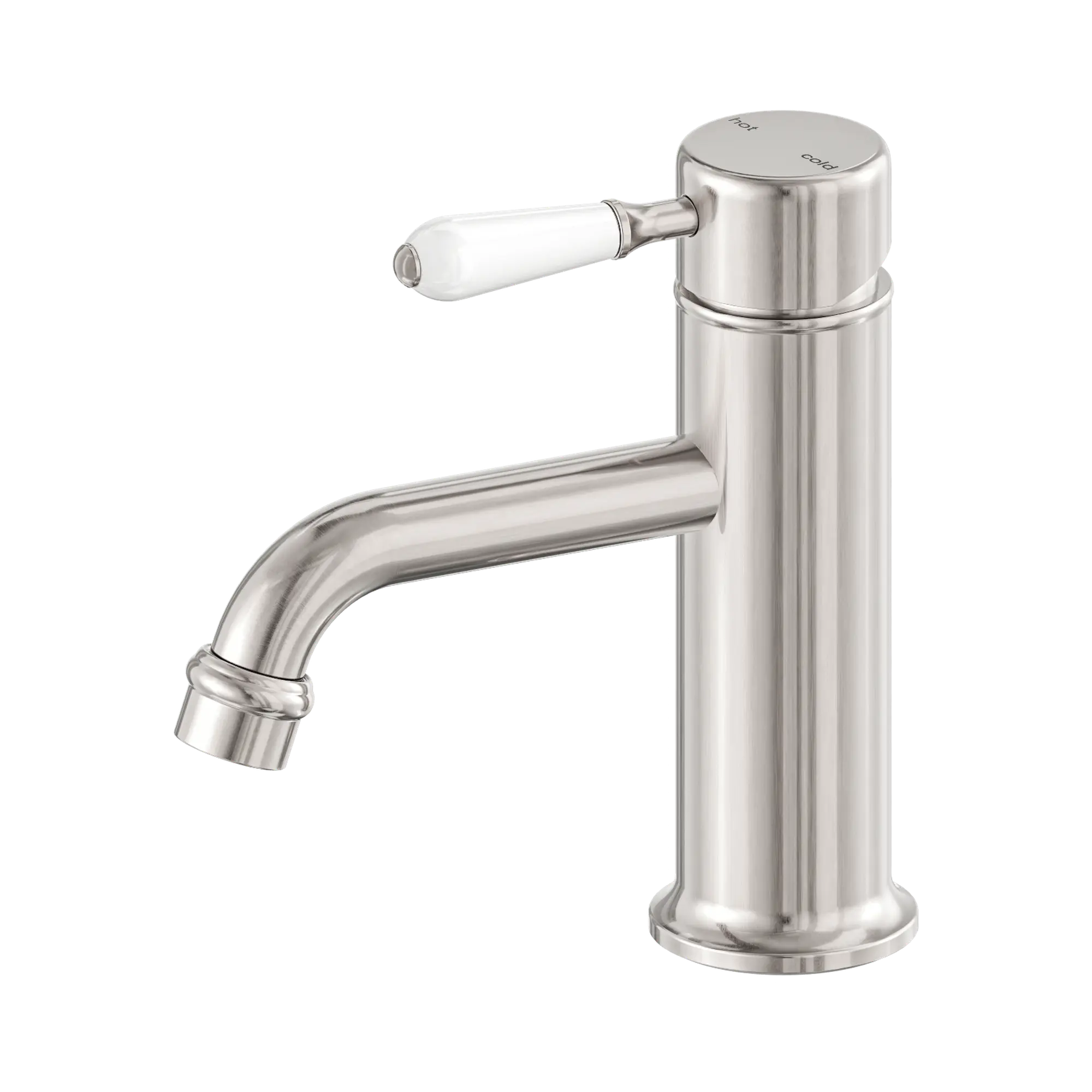 York Straight Basin Mixer With White Porcelain Lever