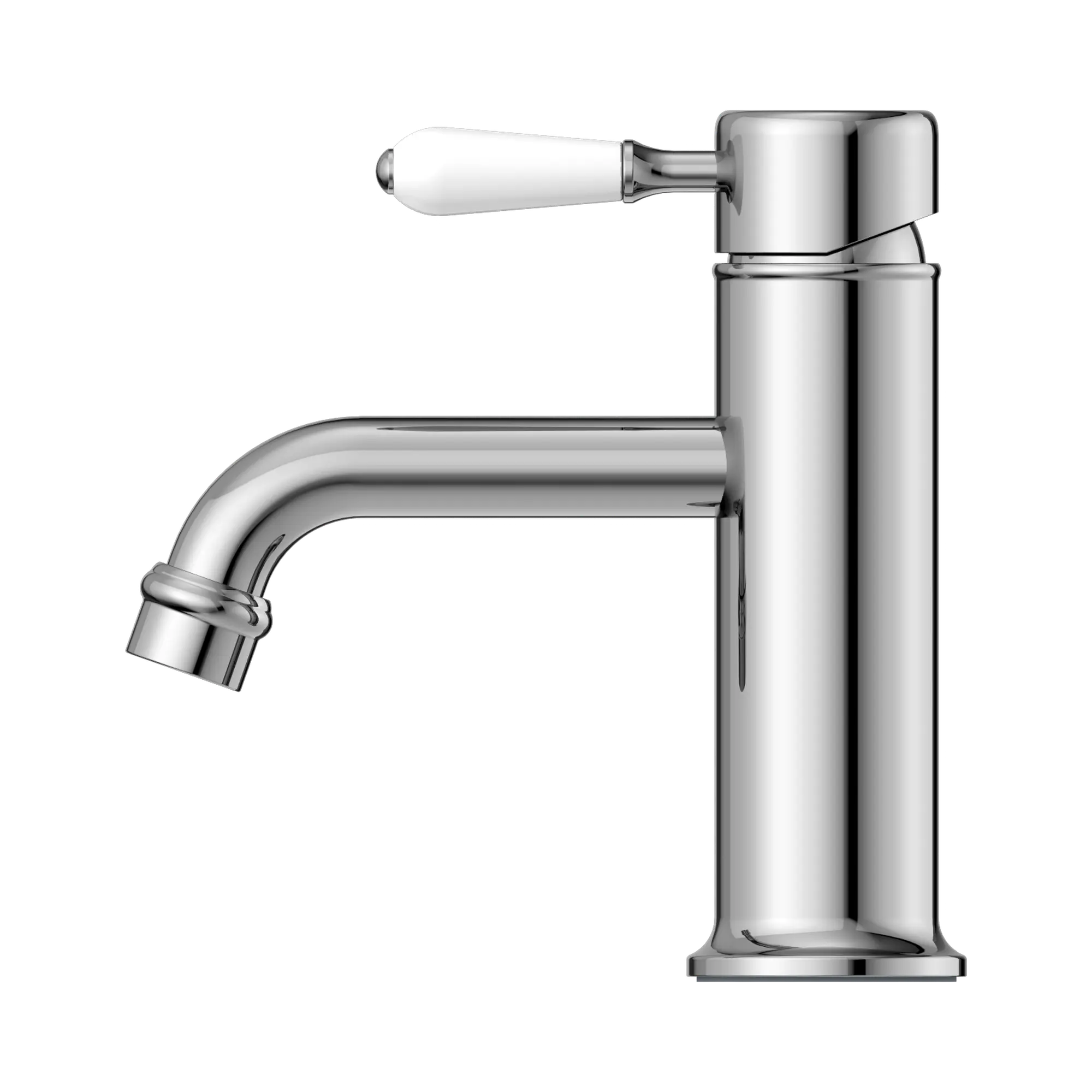 York Straight Basin Mixer With White Porcelain Lever