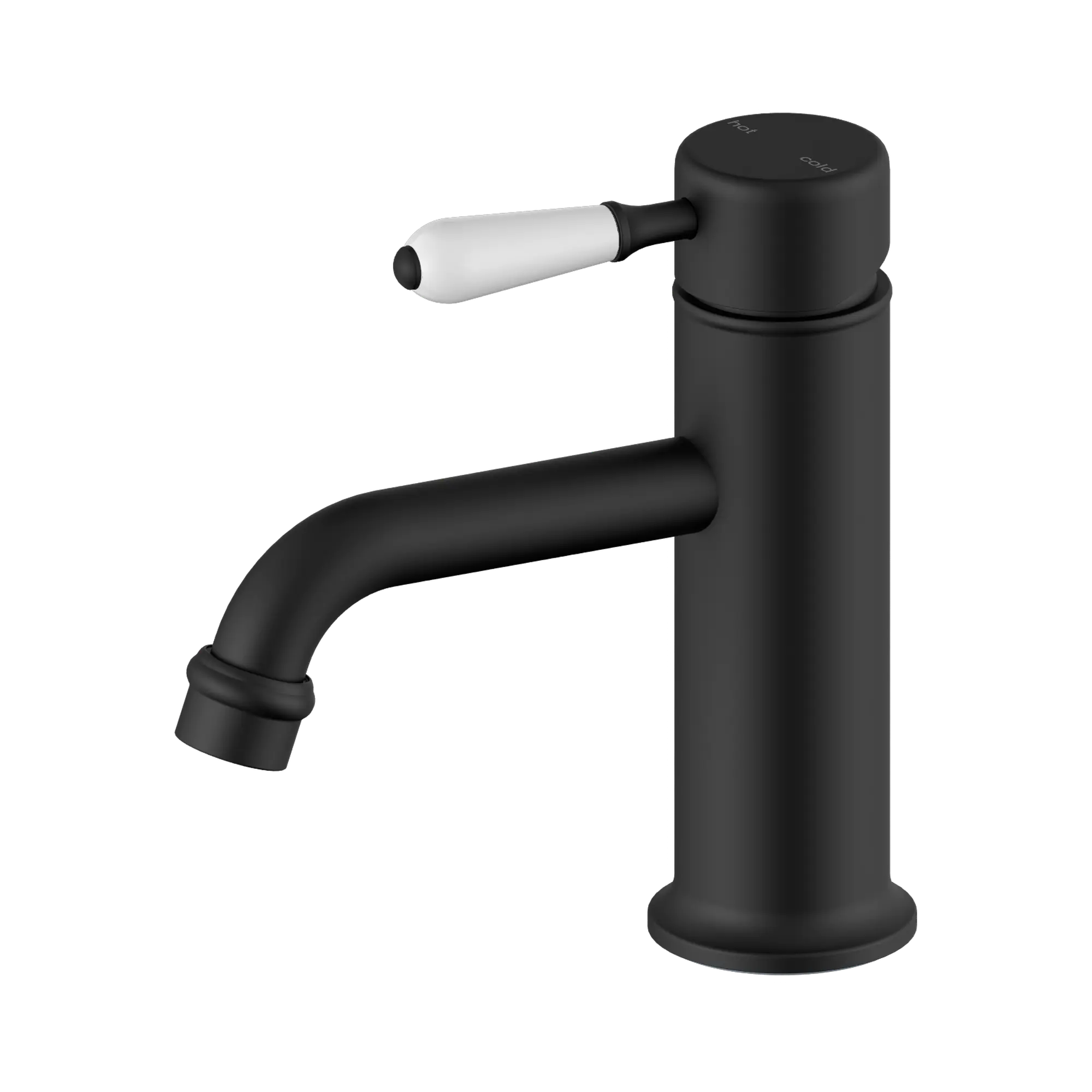 York Straight Basin Mixer With White Porcelain Lever