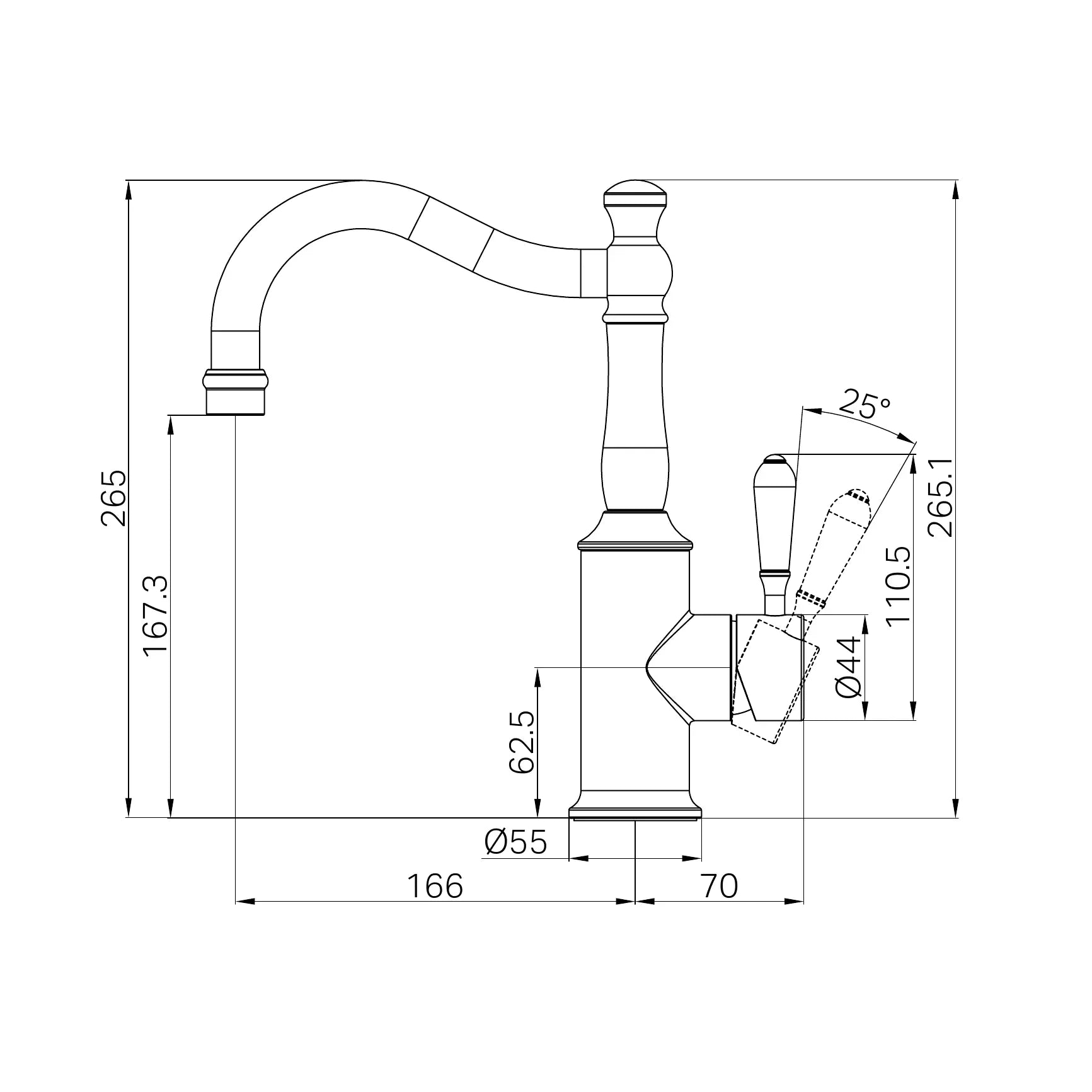 York Basin Mixer Hook Spout With Metal Lever