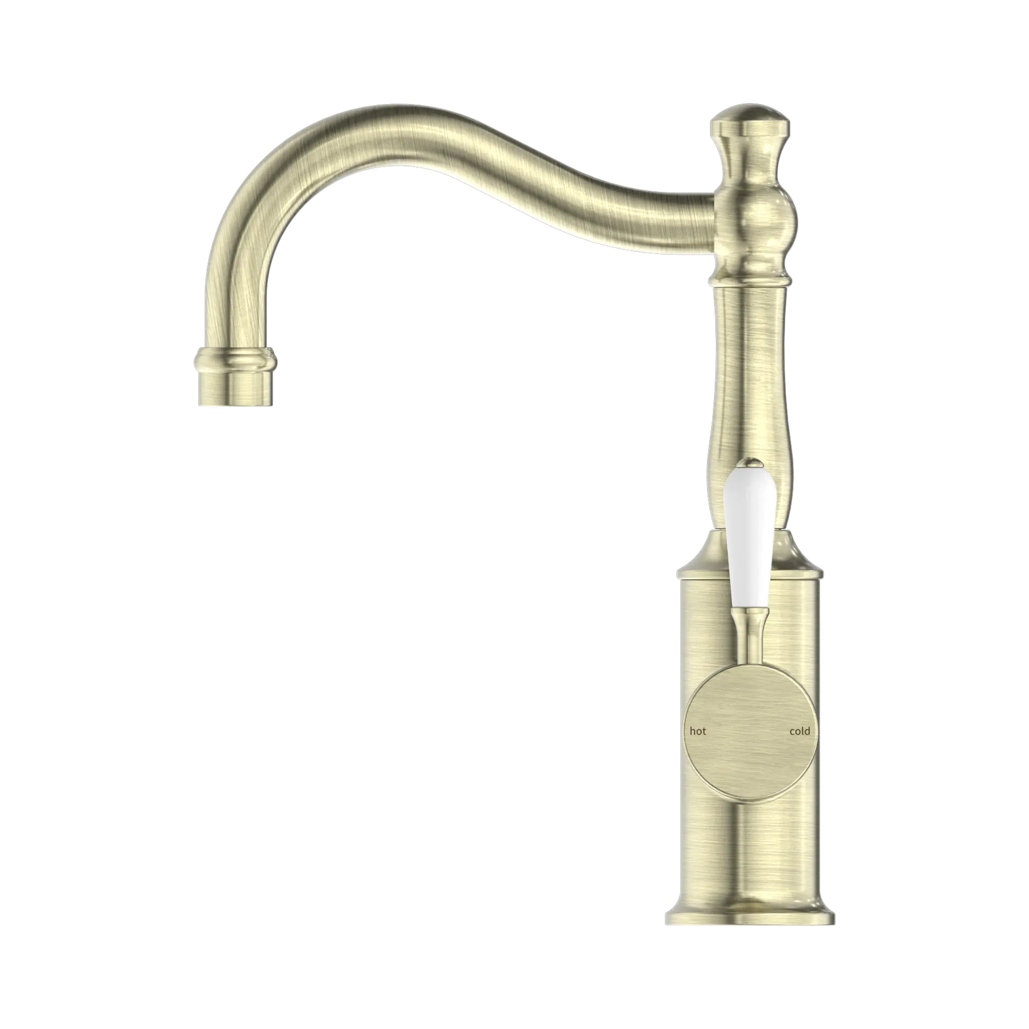York Basin Mixer Hook Spout With White Porcelain Lever