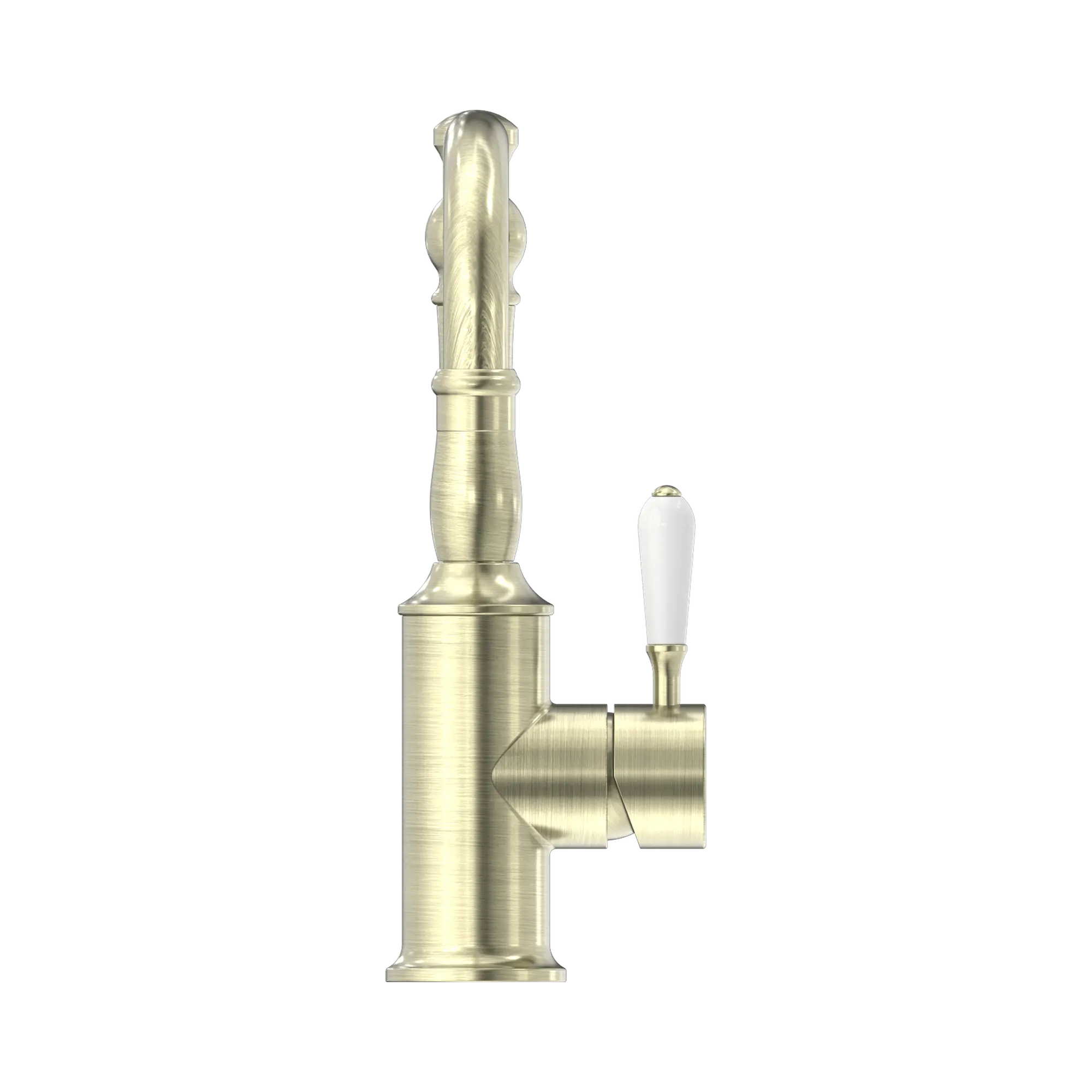 York Basin Mixer Hook Spout With White Porcelain Lever
