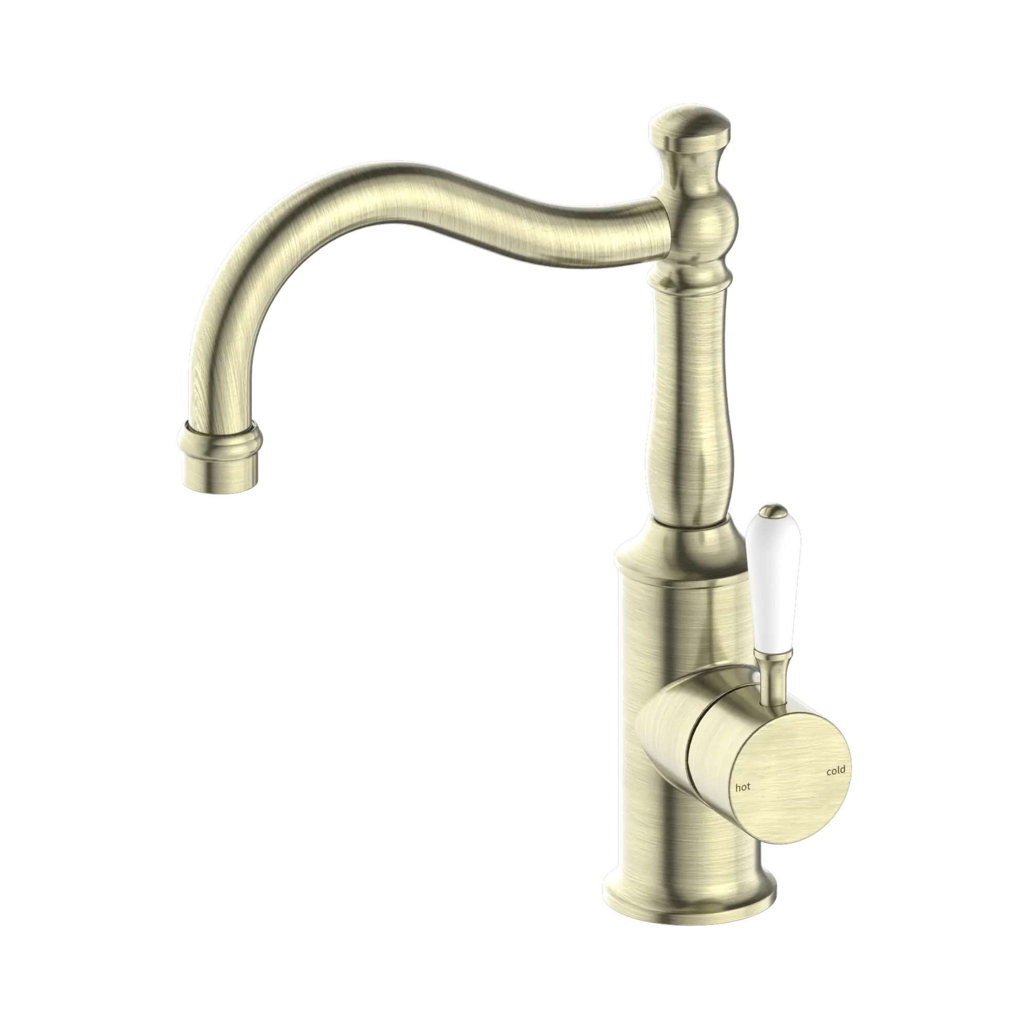 York Basin Mixer Hook Spout With White Porcelain Lever
