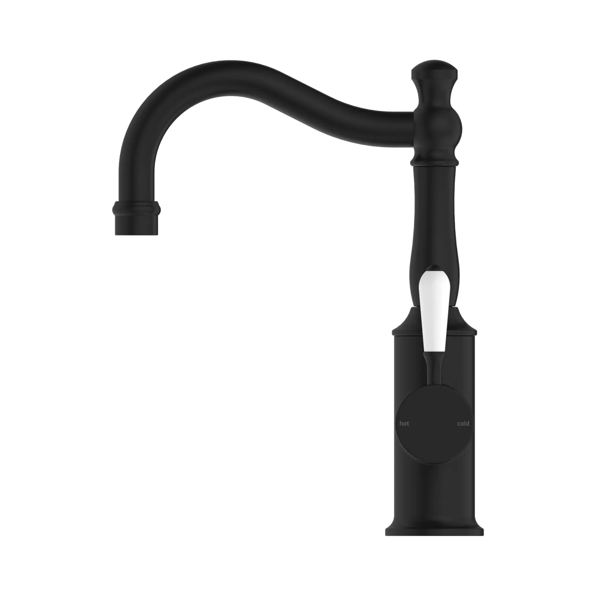 York Basin Mixer Hook Spout With White Porcelain Lever