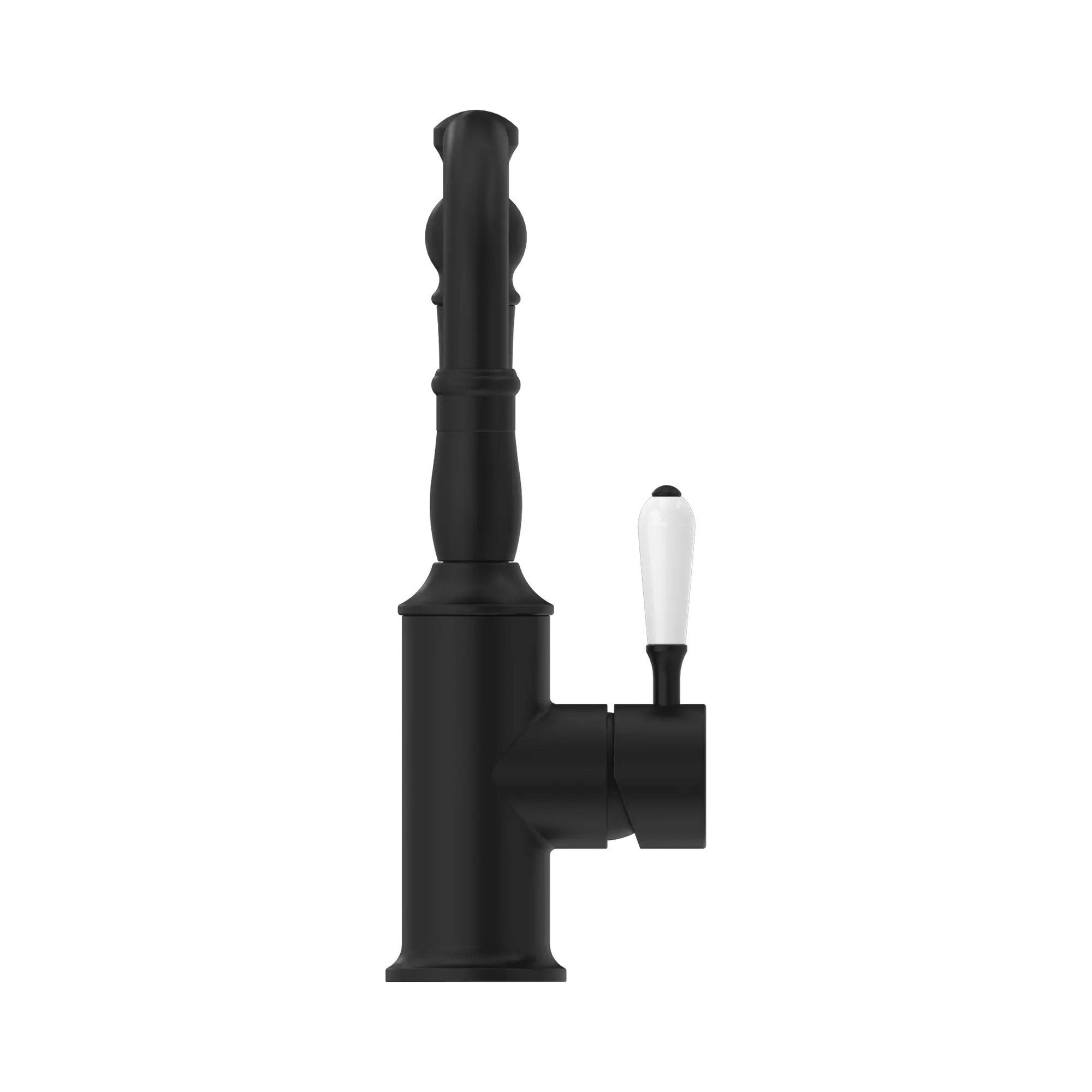 York Basin Mixer Hook Spout With White Porcelain Lever
