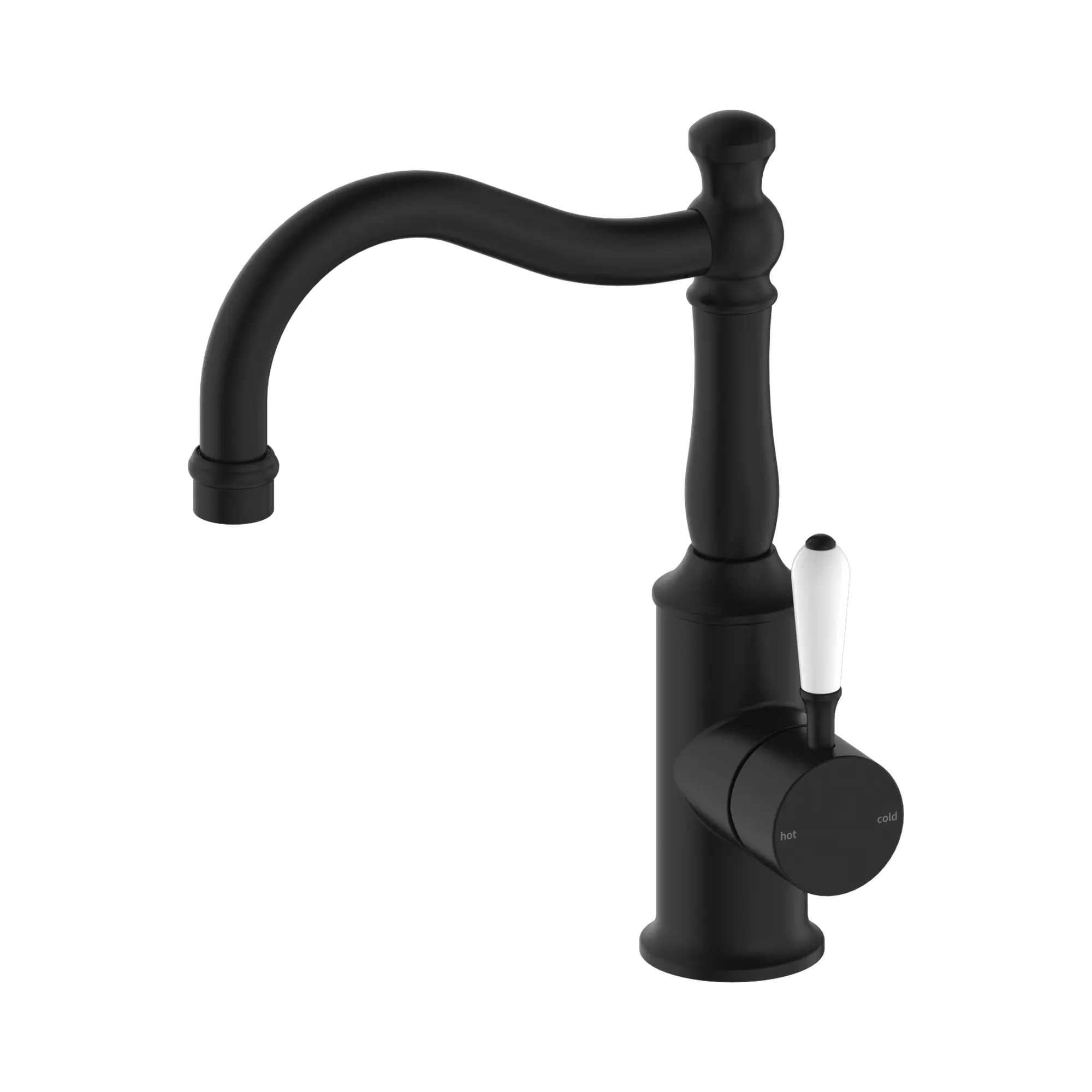 York Basin Mixer Hook Spout With White Porcelain Lever