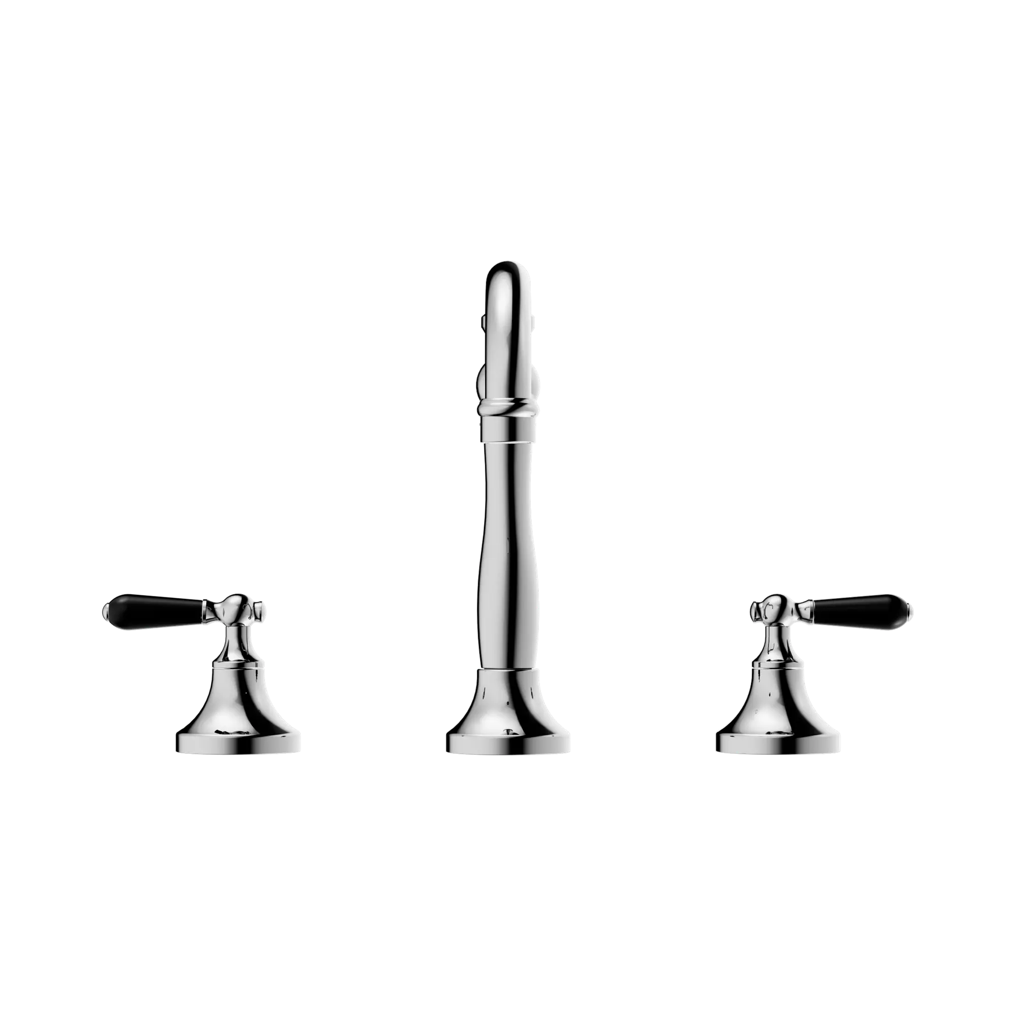 York Basin Set With Black Porcelain Lever
