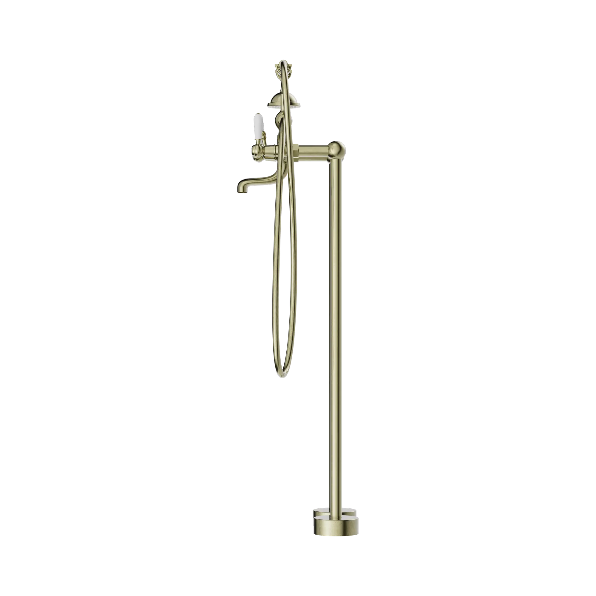 York Freestanding Bath Set With White Porcelain Hand Shower