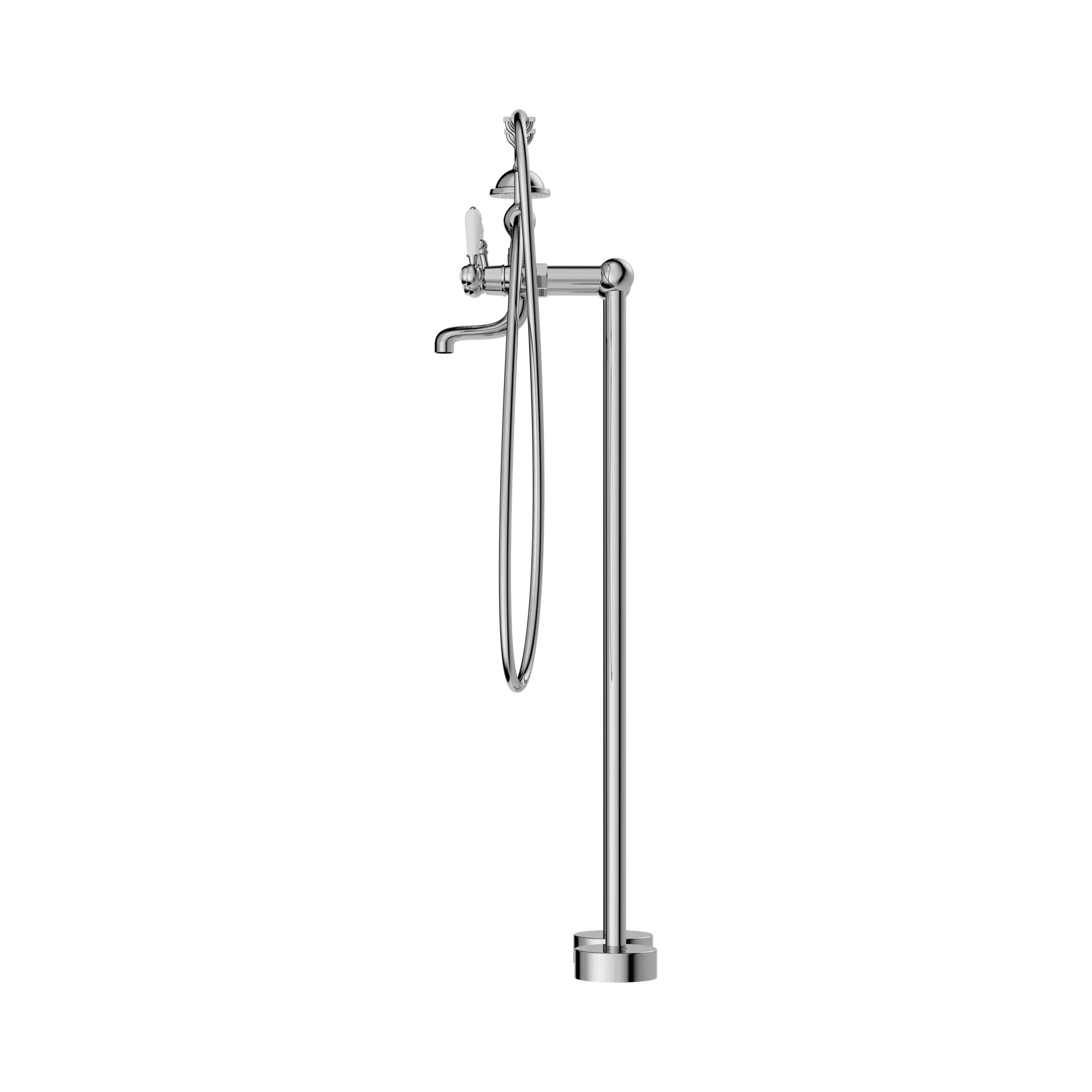 York Freestanding Bath Set With White Porcelain Hand Shower