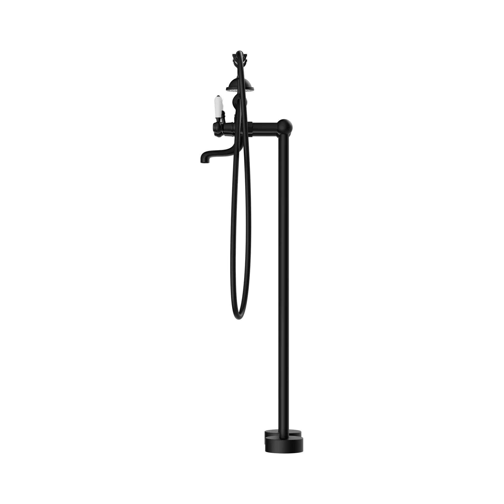 York Freestanding Bath Set With White Porcelain Hand Shower