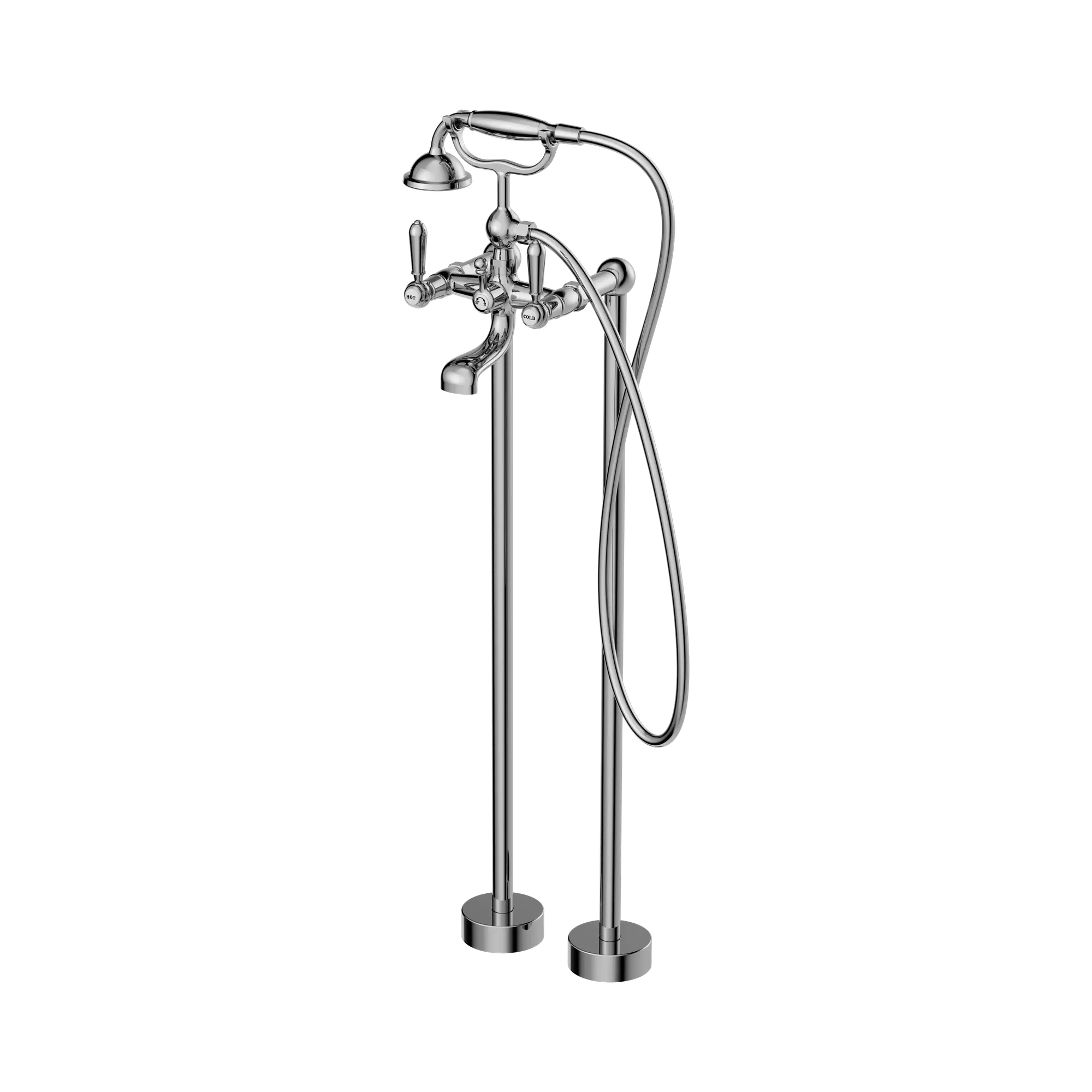 York Freestanding Bath Set With Metal Hand Shower