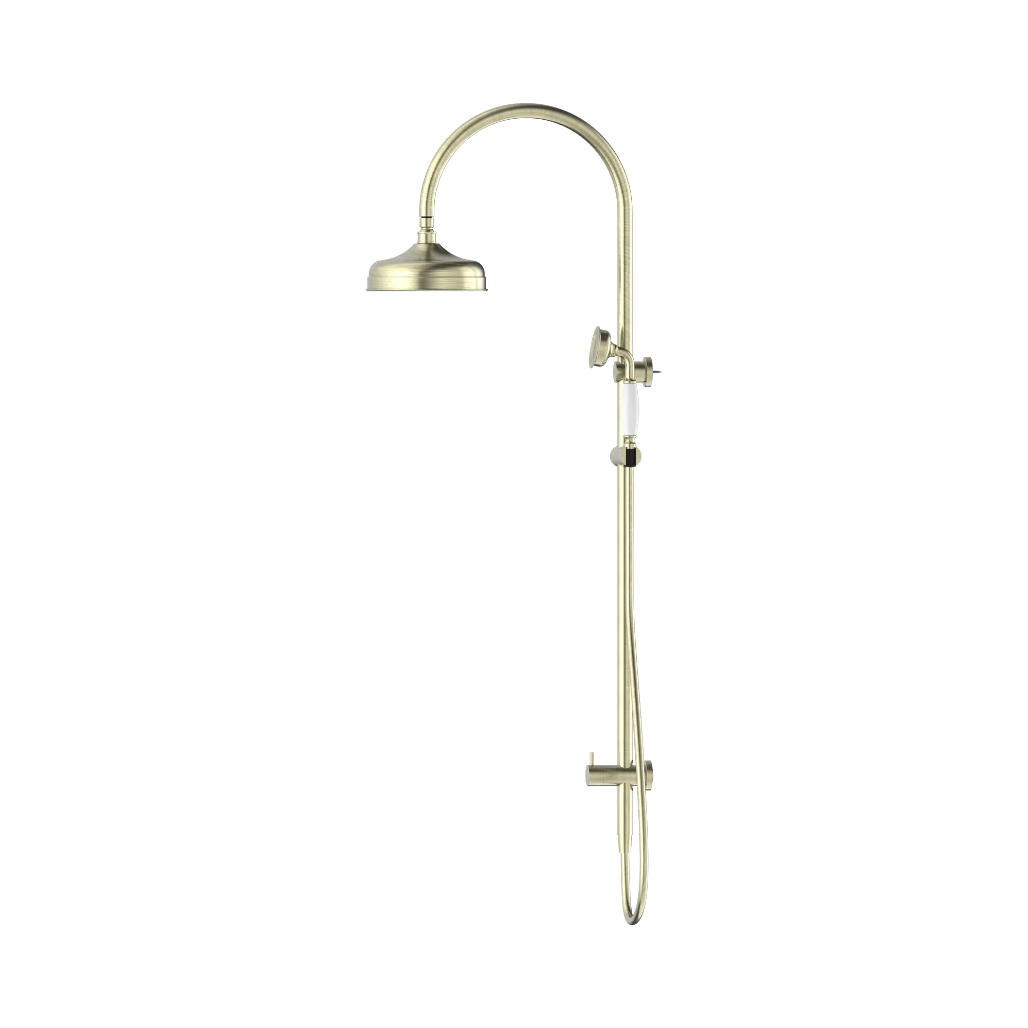 York Twin Shower With White Porcelain Hand Shower