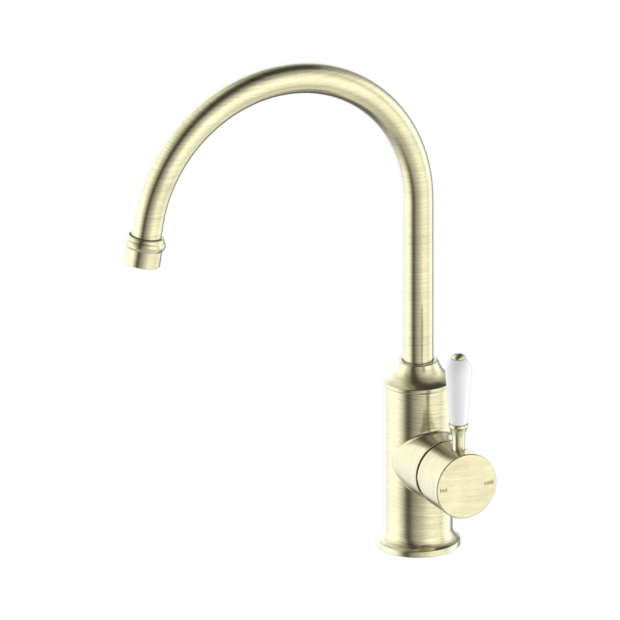 York Kitchen Mixer Gooseneck Spout With White Porcelain Lever