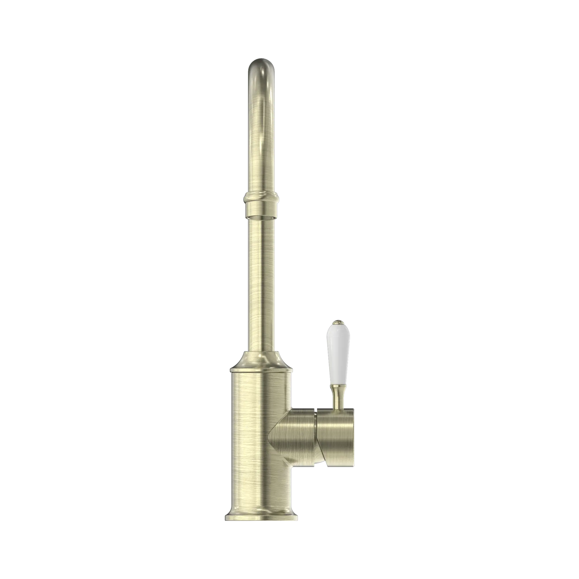 York Kitchen Mixer Gooseneck Spout With White Porcelain Lever