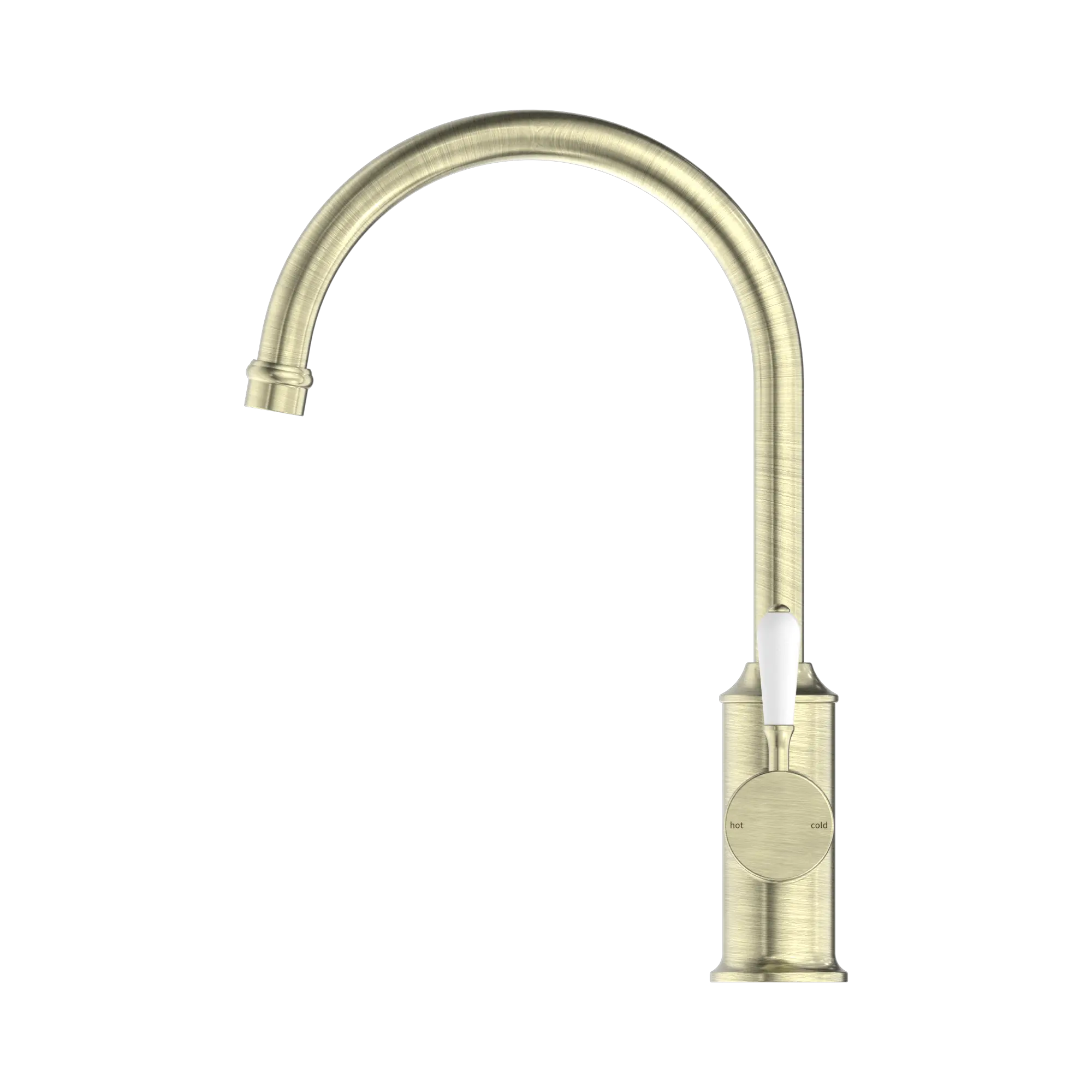 York Kitchen Mixer Gooseneck Spout With White Porcelain Lever