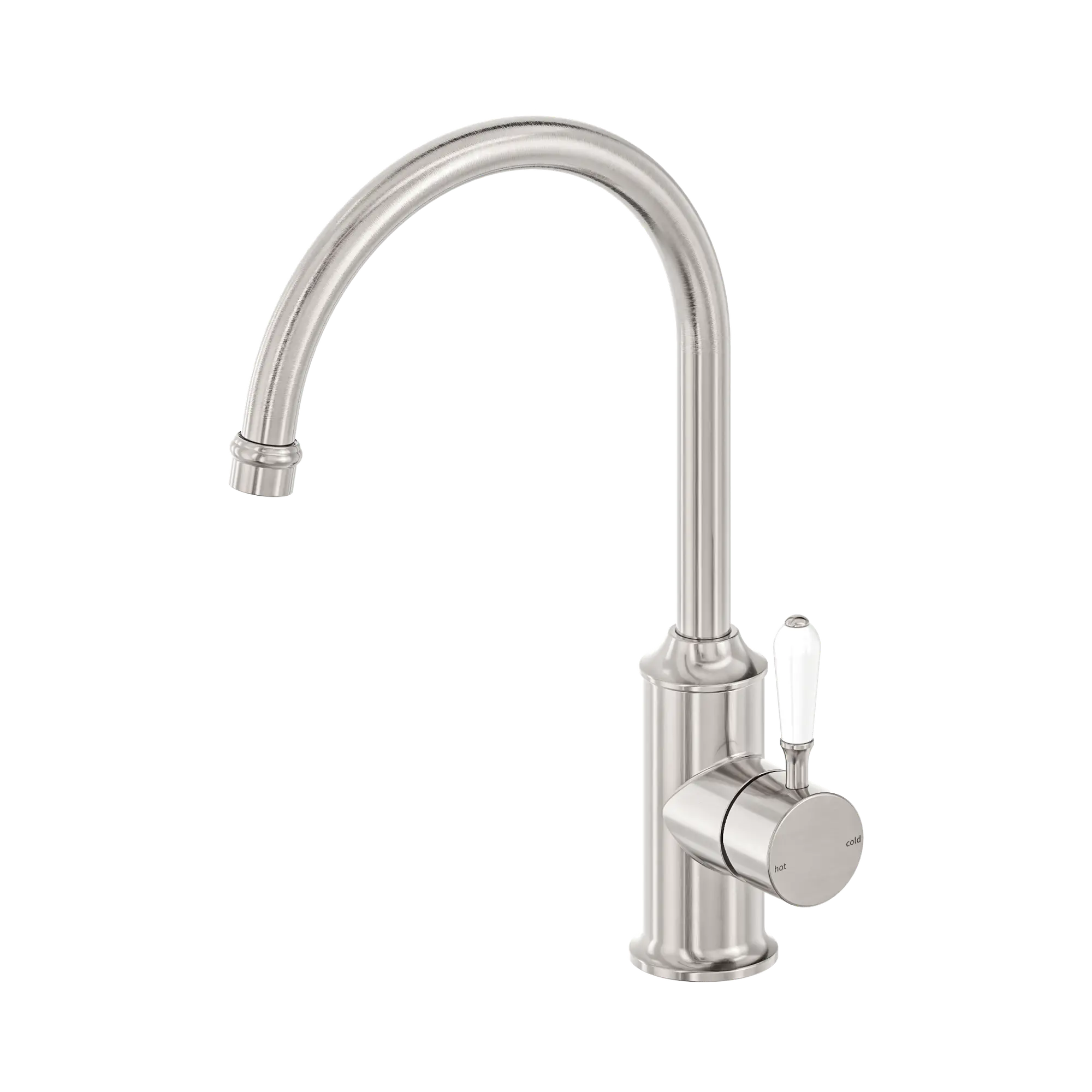 York Kitchen Mixer Gooseneck Spout With White Porcelain Lever