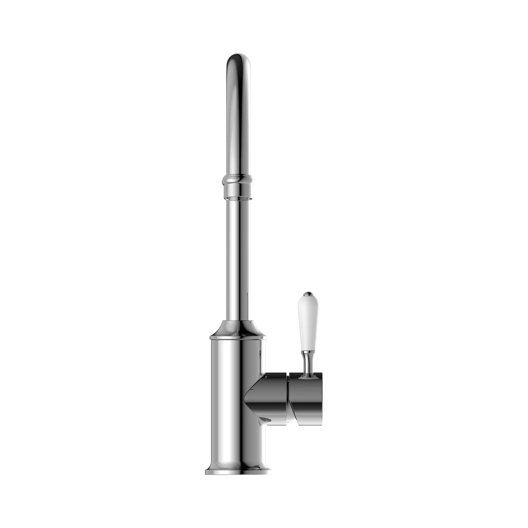 York Kitchen Mixer Gooseneck Spout With White Porcelain Lever