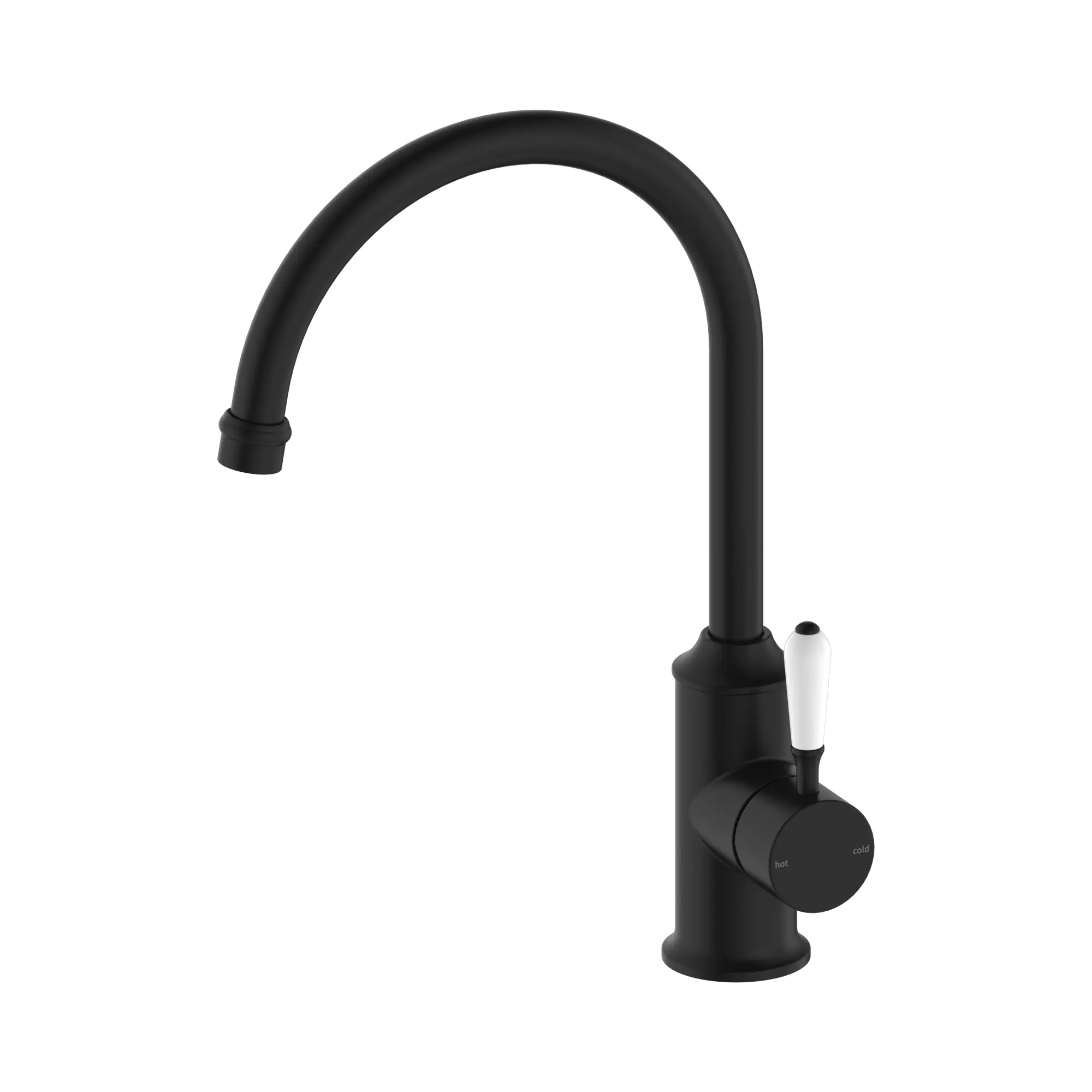 York Kitchen Mixer Gooseneck Spout With White Porcelain Lever