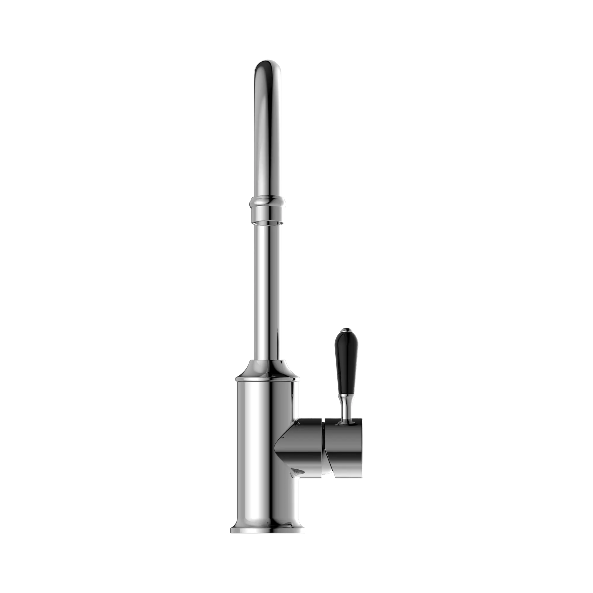 York Kitchen Mixer Gooseneck Spout With Black Porcelain Lever