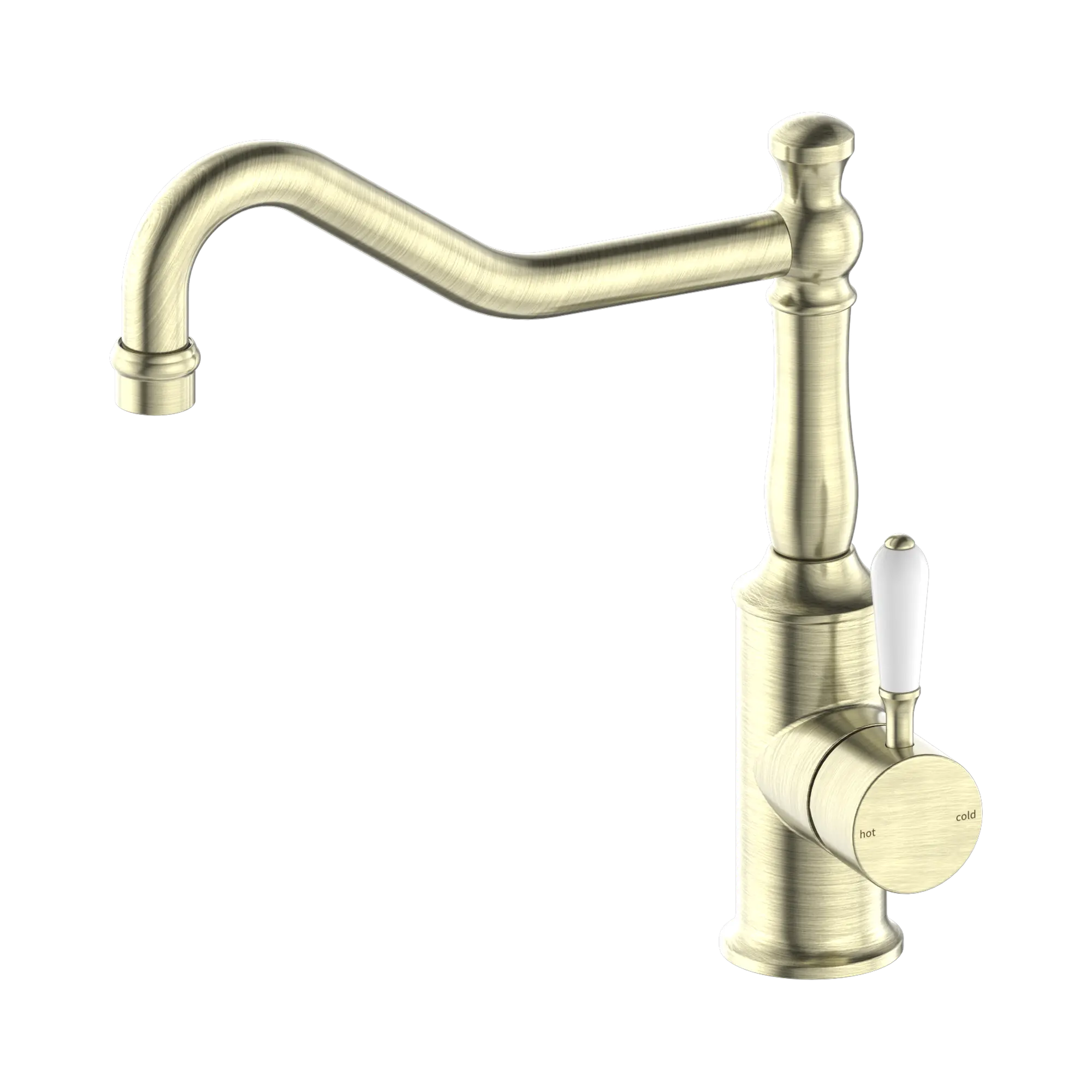 York Kitchen Mixer Hook Spout With White Porcelain Lever