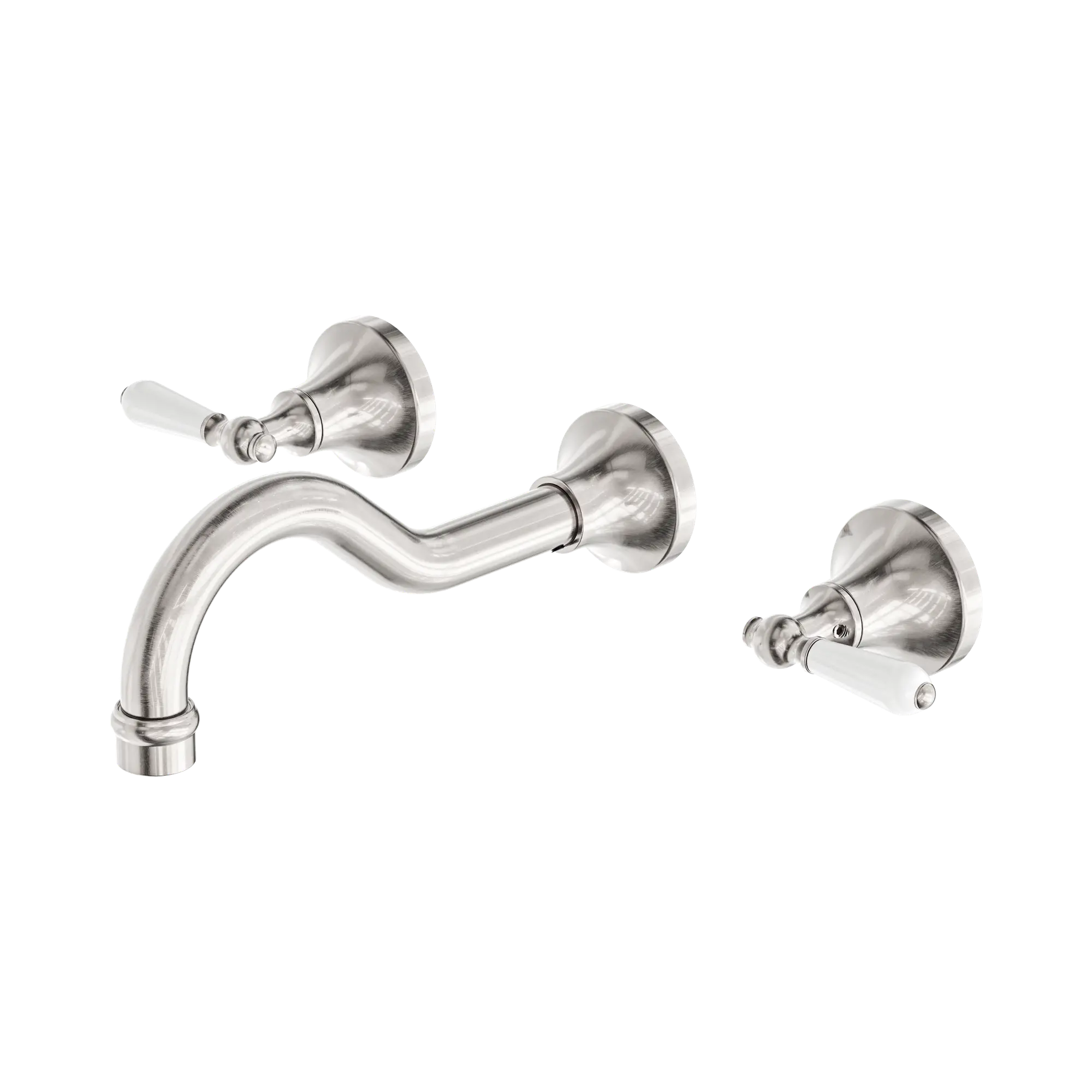 York Wall Basin Set With White Porcelain Lever